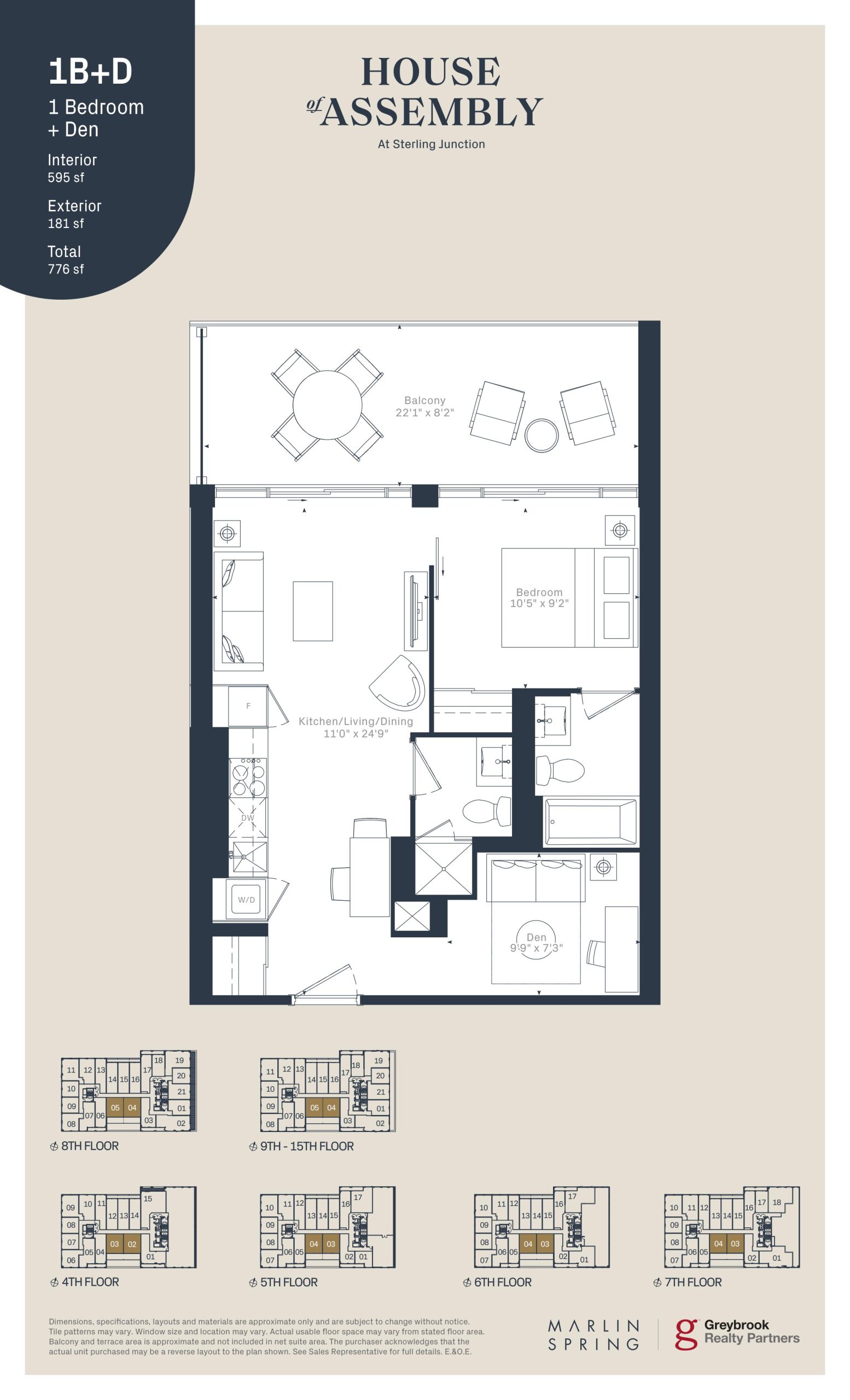 1B+D floor plan