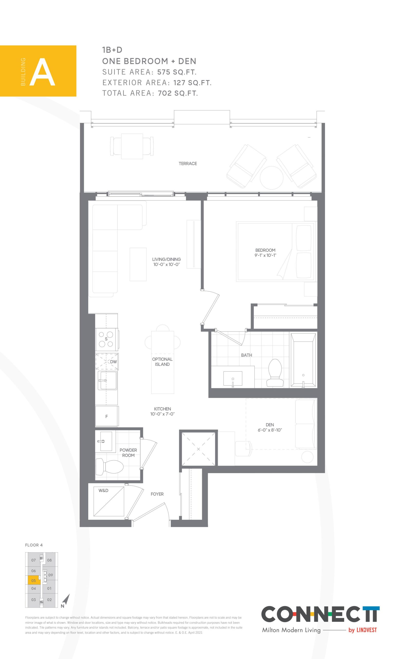 1B+D floor plan