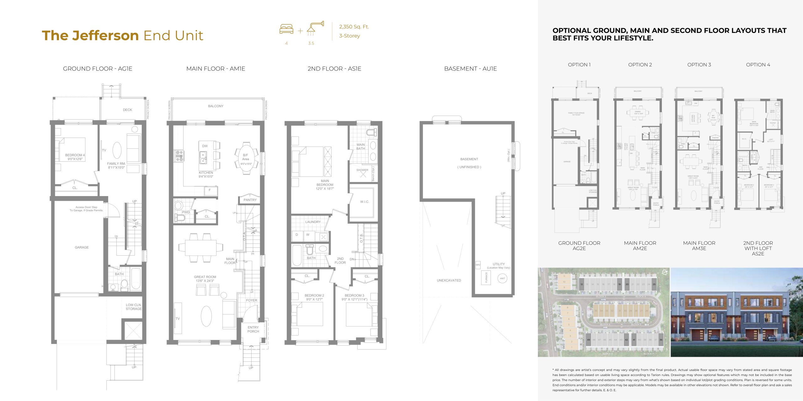 The Jefferson (End Unit) floor plan