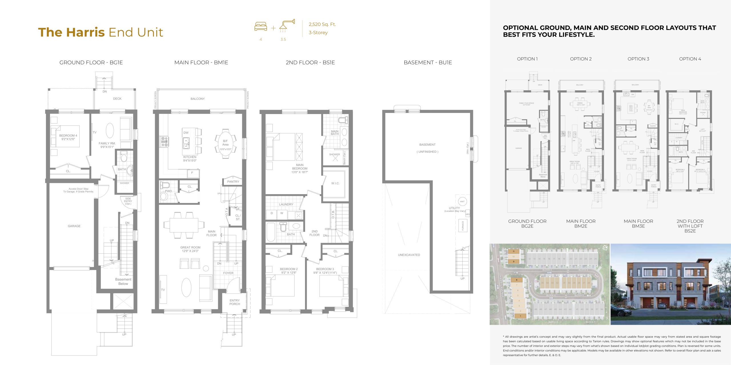 The Harris (End Unit) floor plan