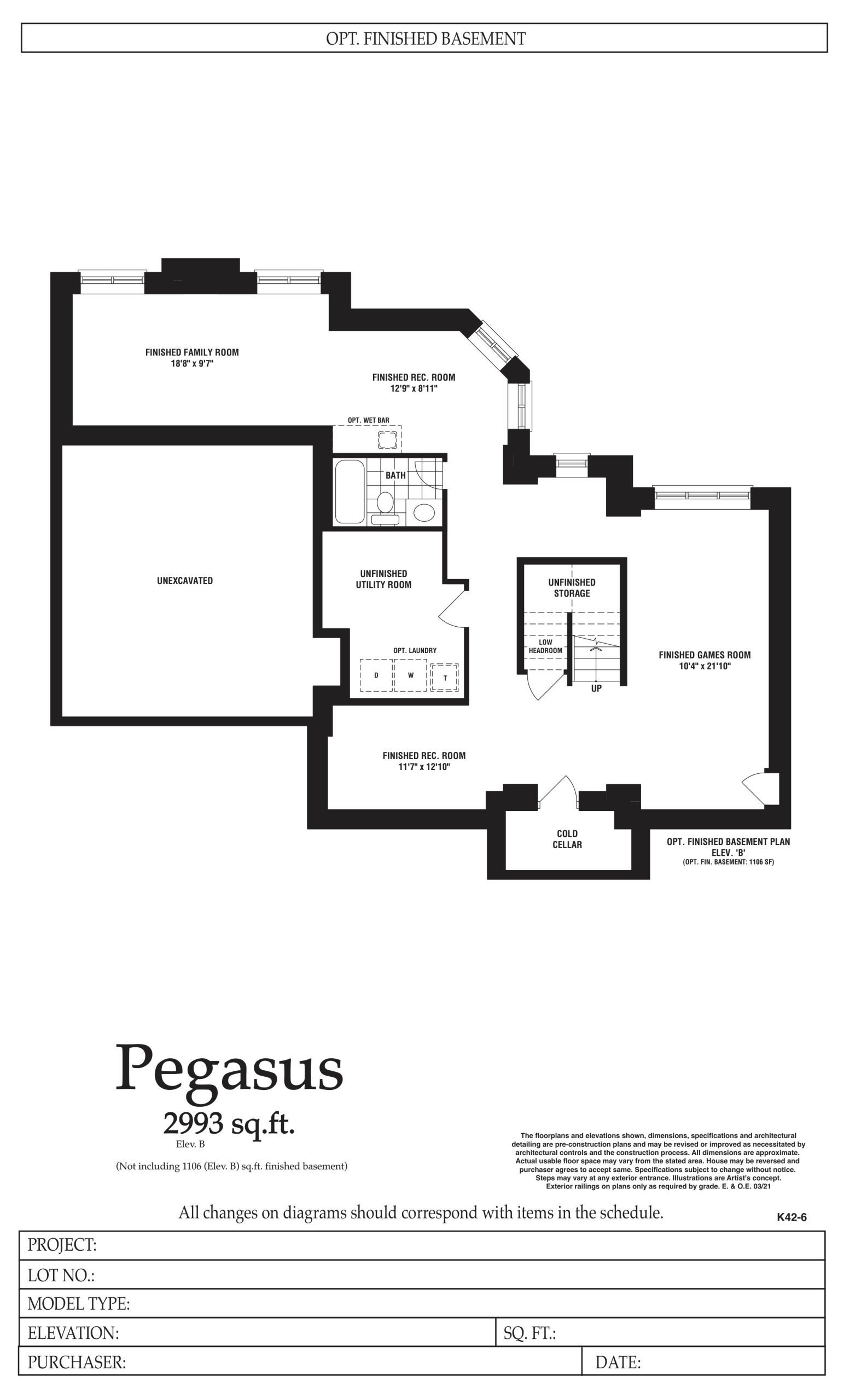 Pegasus (Opt. Finished Basement) floor plan