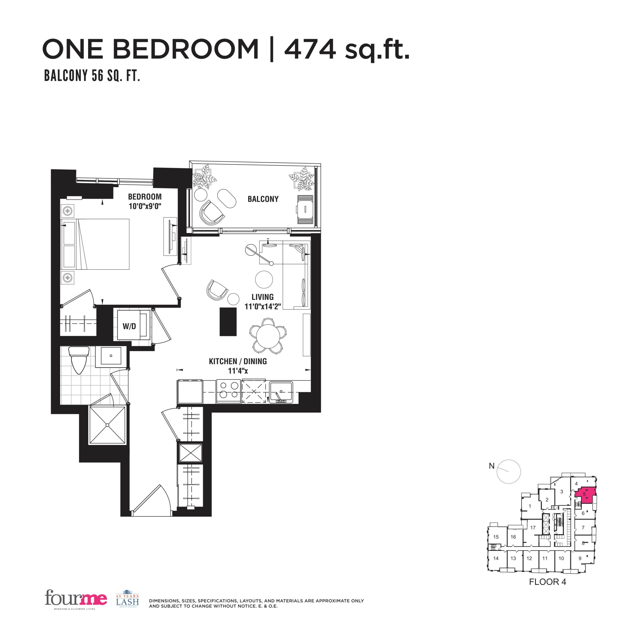474 sq.ft. - Podium floor plan