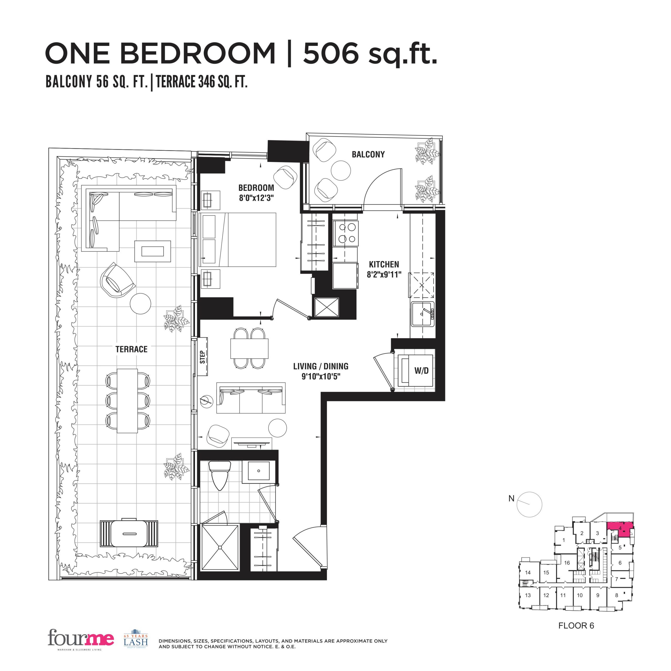 506 sq.ft. - Podium floor plan
