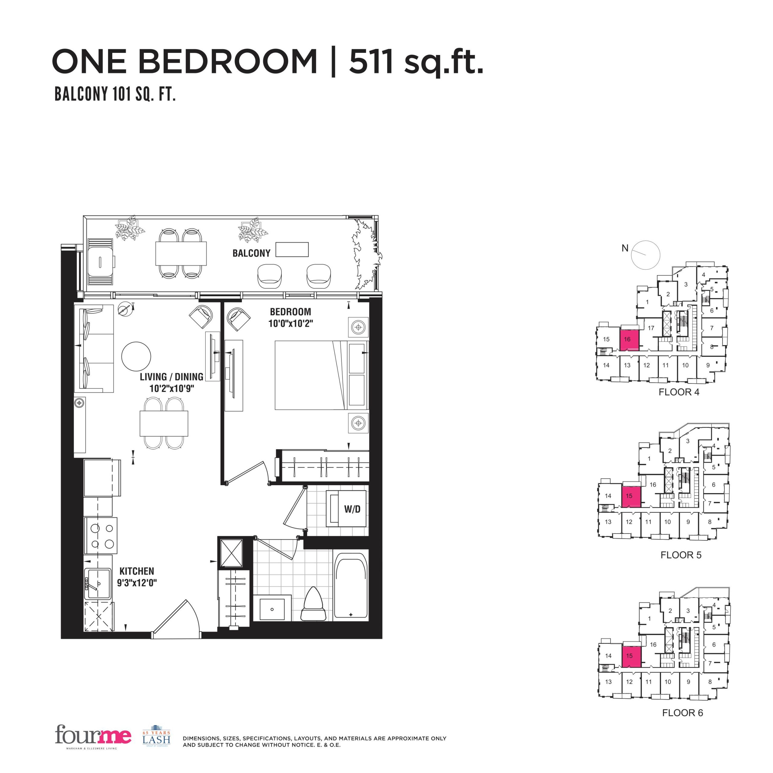 511 sq.ft. - Podium floor plan
