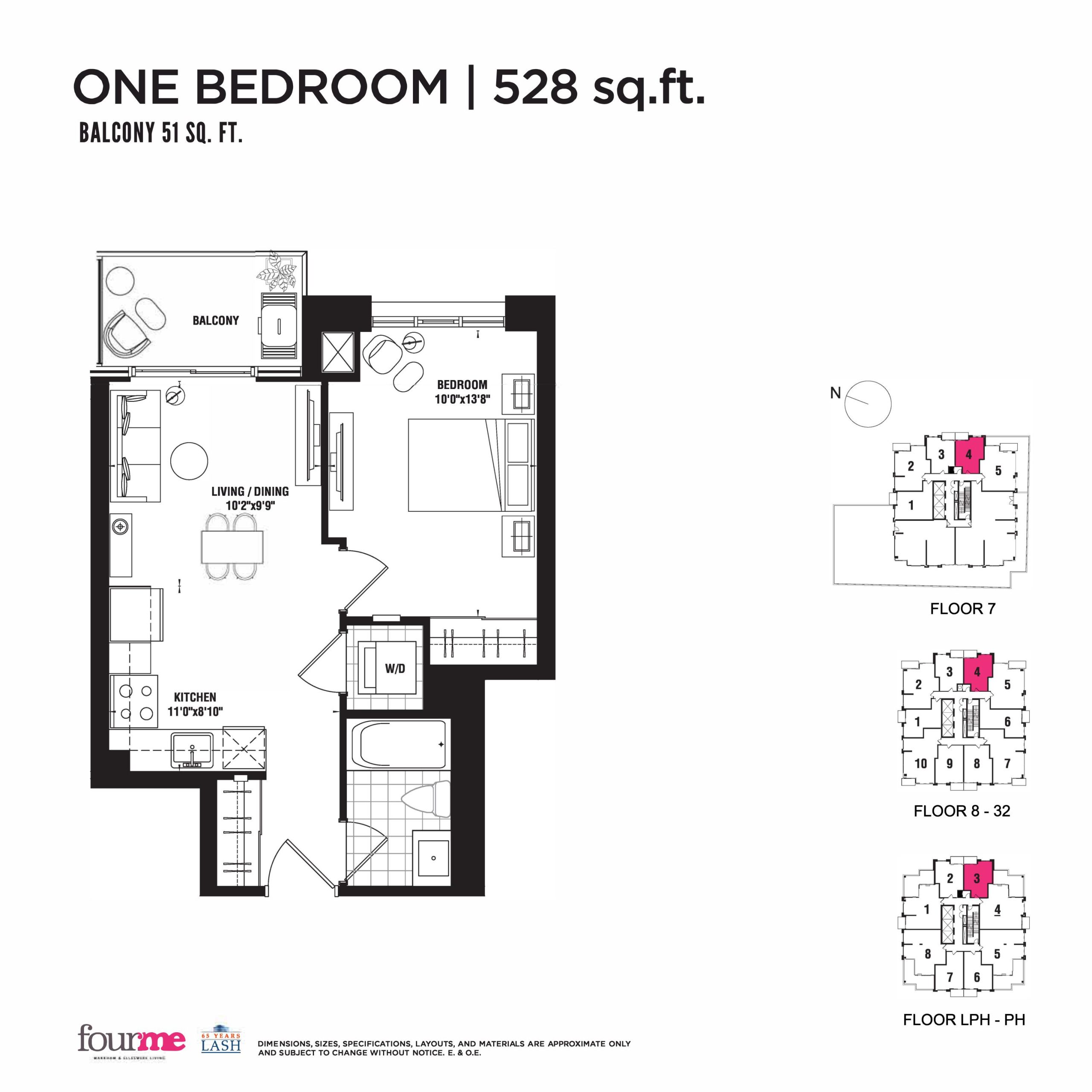 528 sq.ft. - Tower floor plan