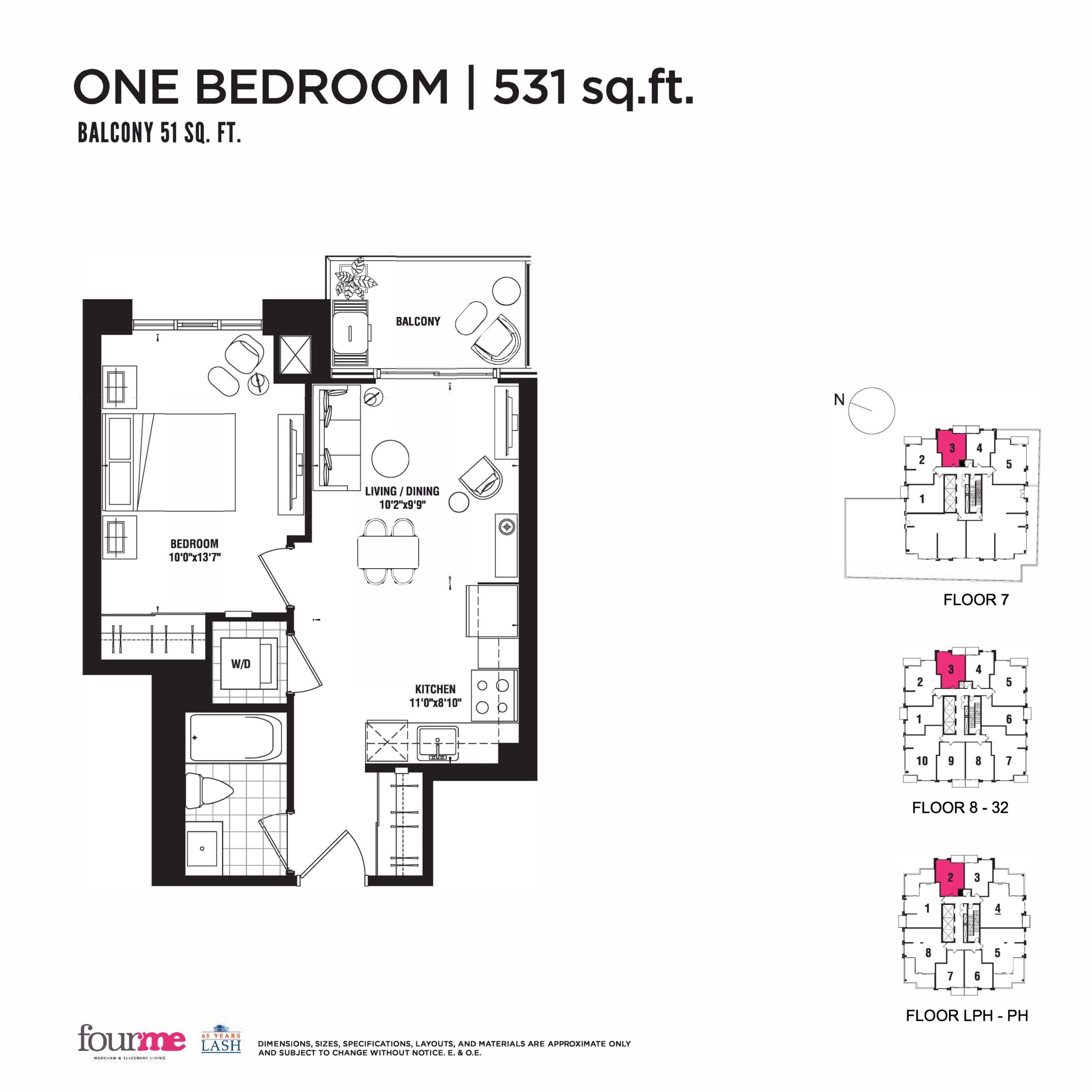 531 sq.ft. - Tower floor plan