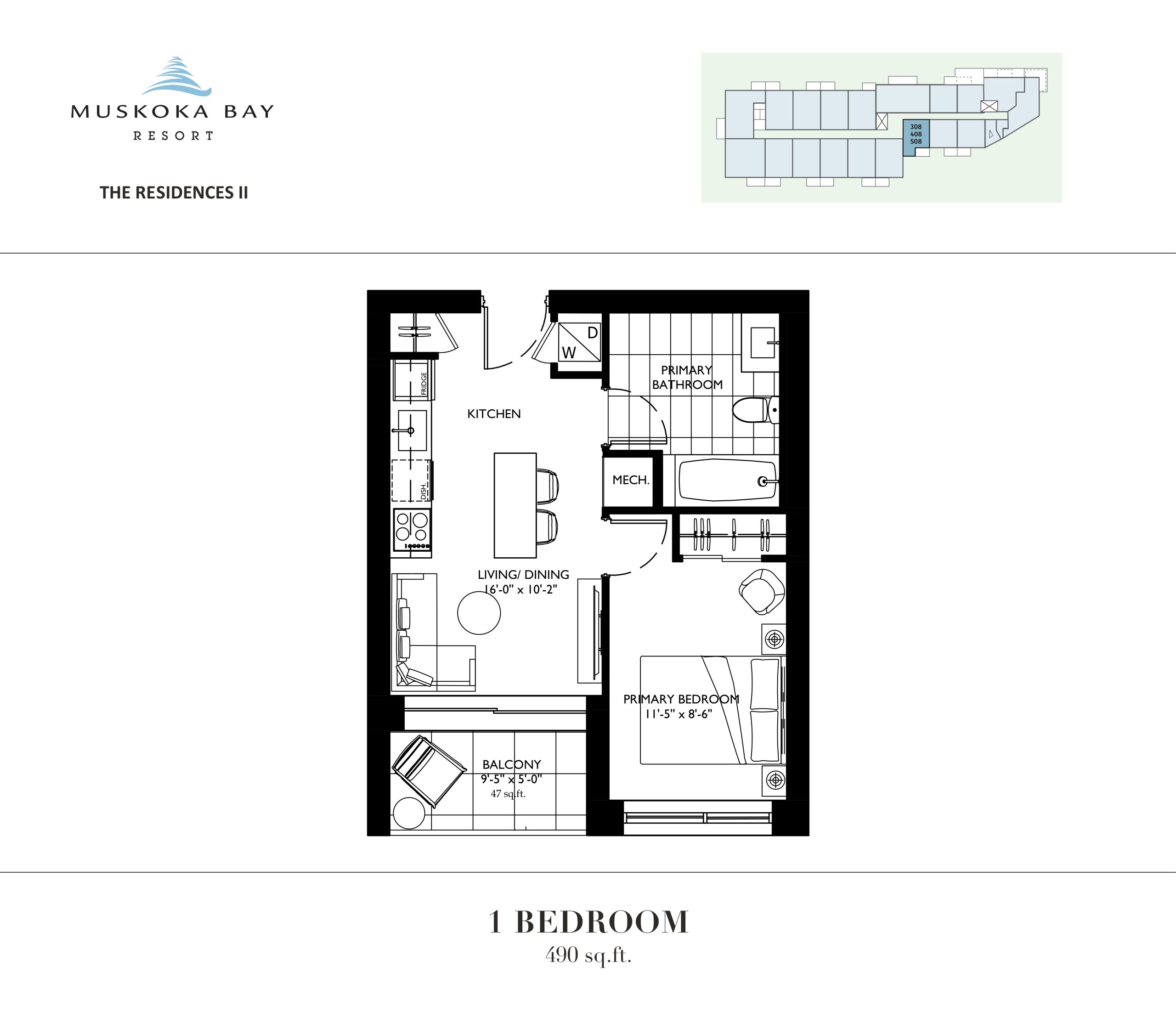 490 sq.ft. floor plan