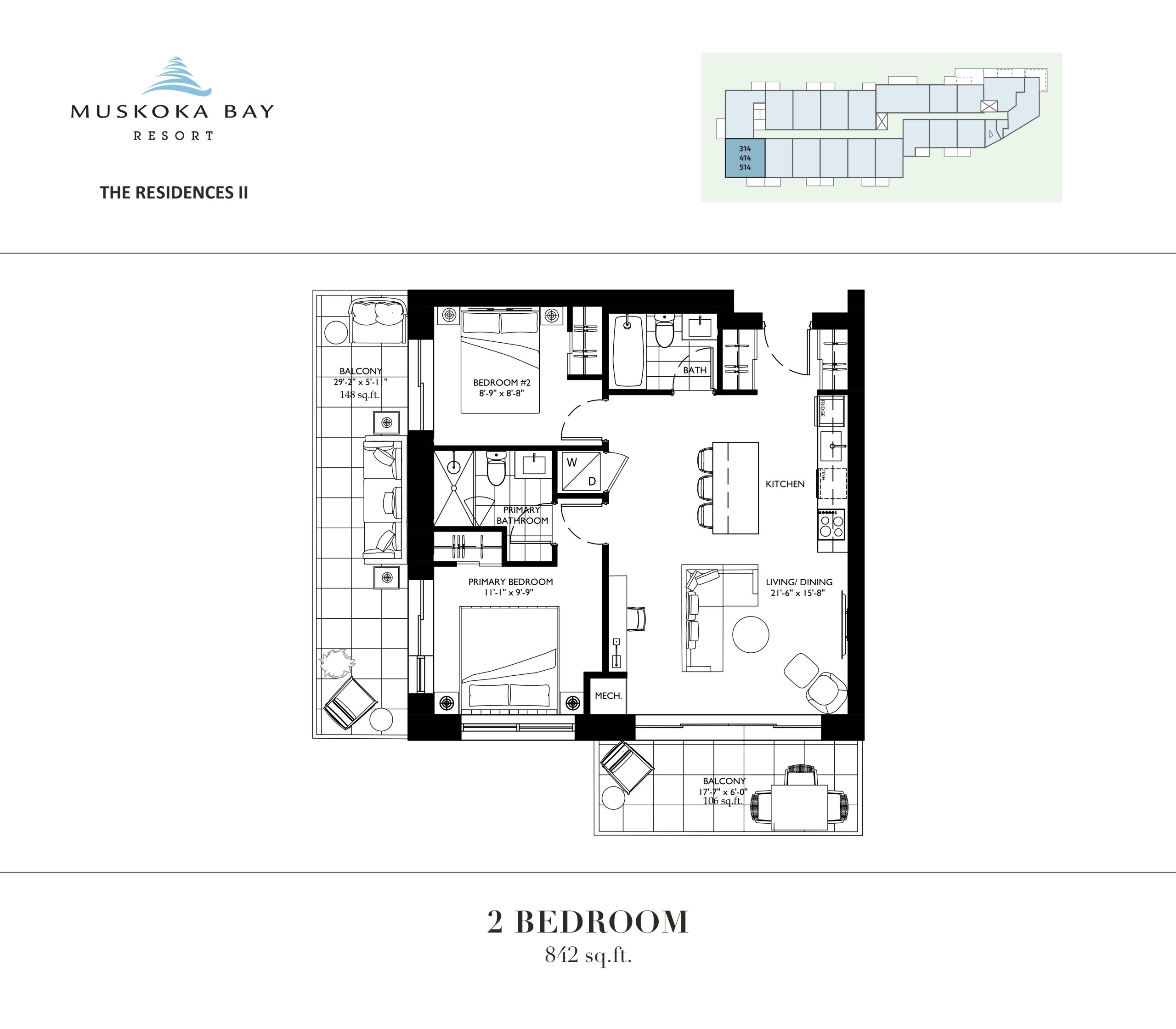 842 sq.ft floor plan