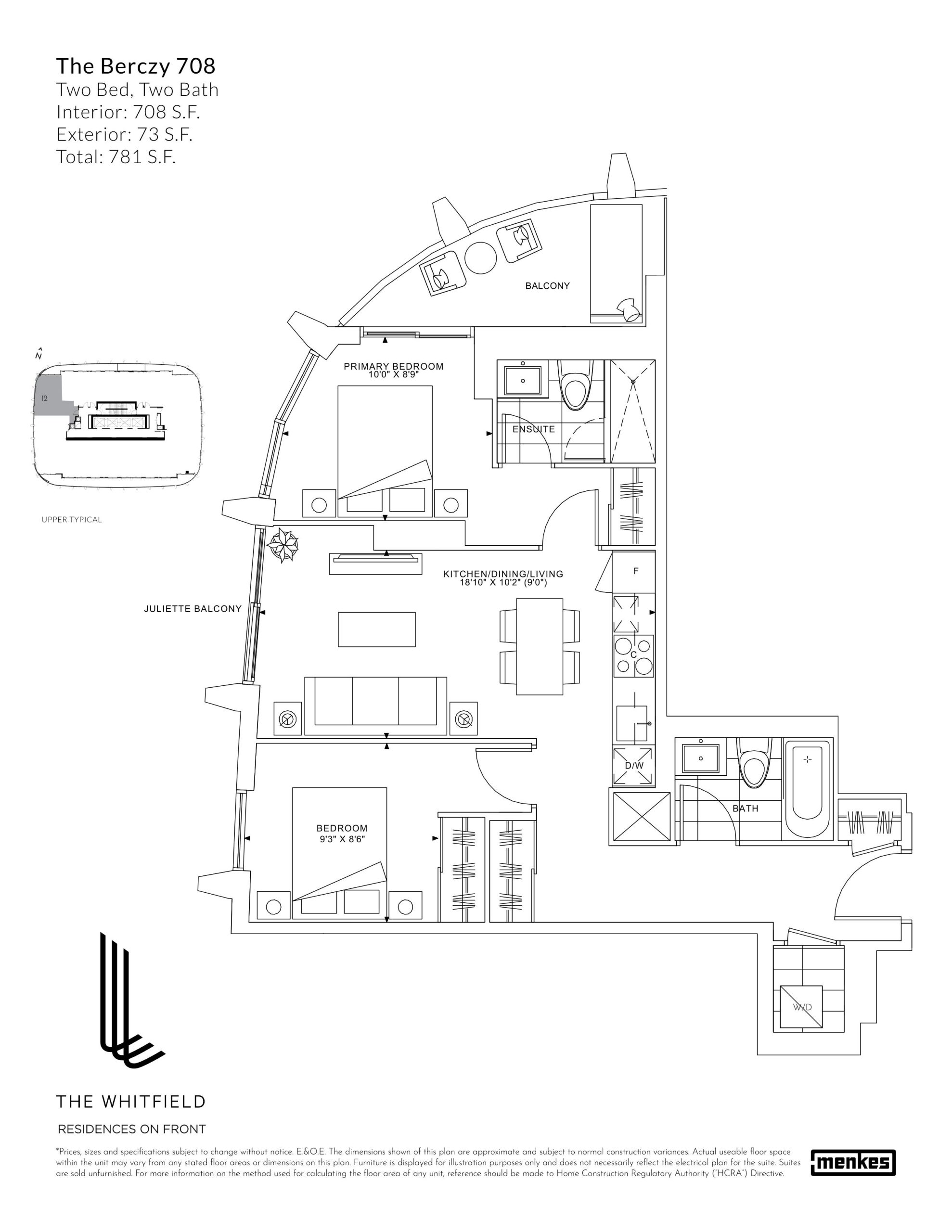 The Berczy 708 floor plan