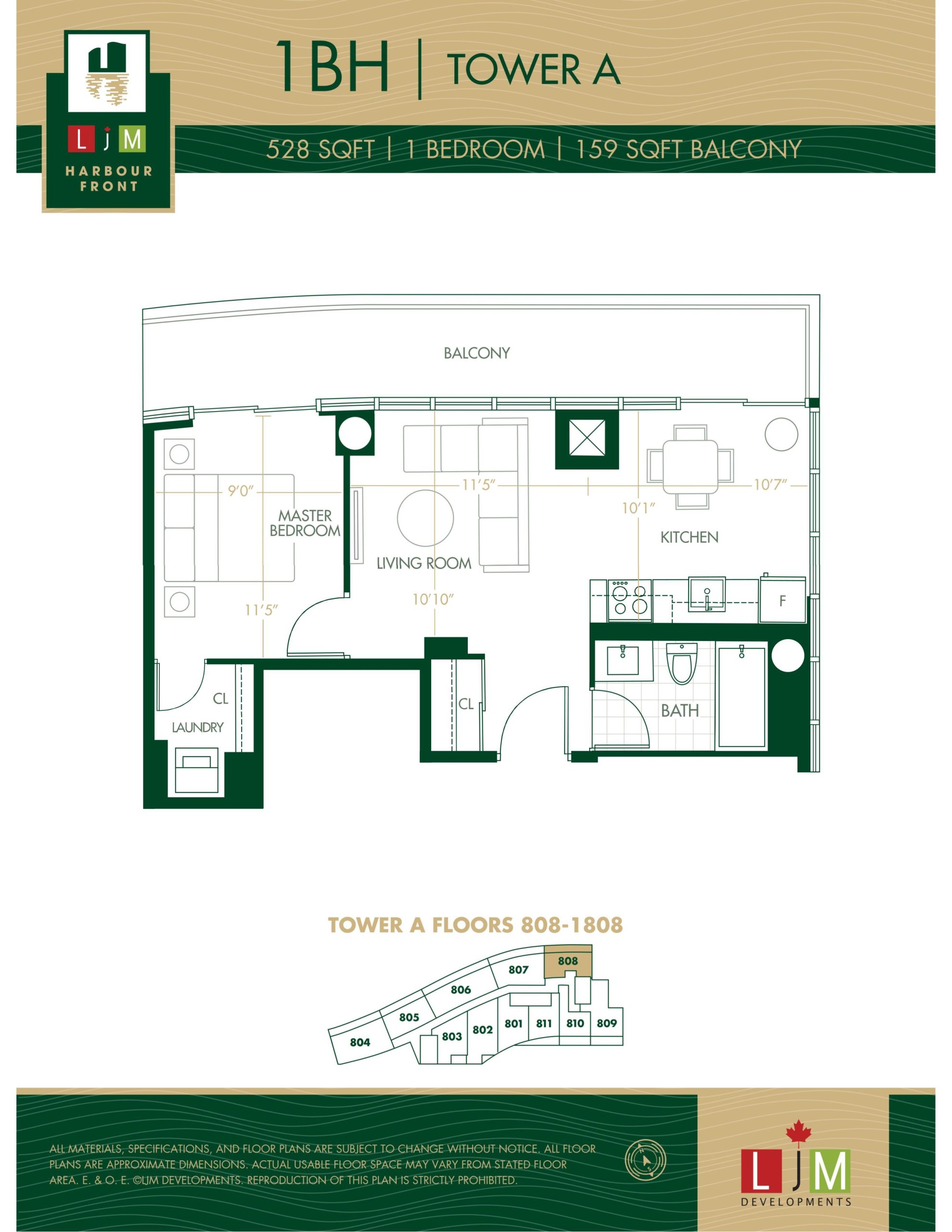 1BH - Tower A floor plan