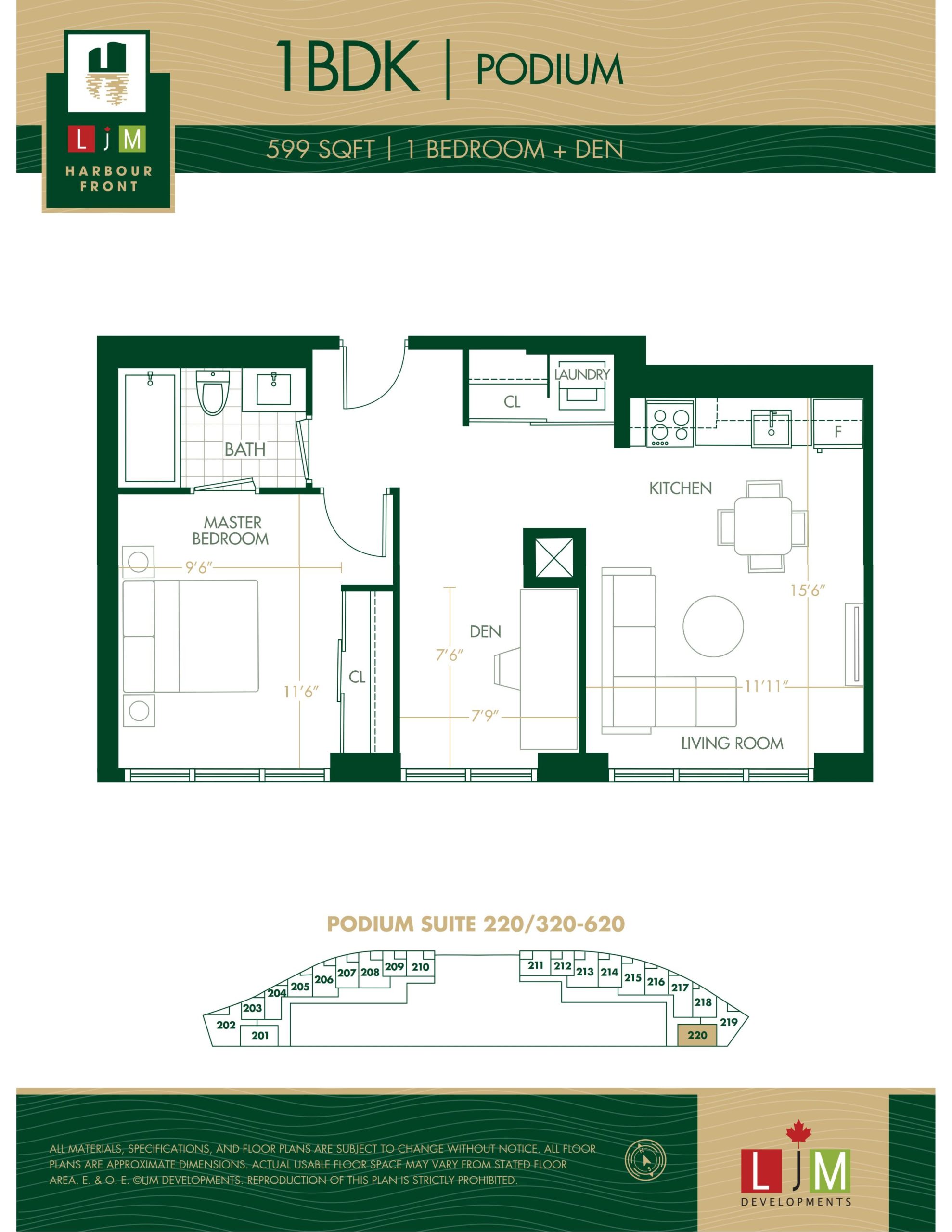 1BDK - Podium floor plan