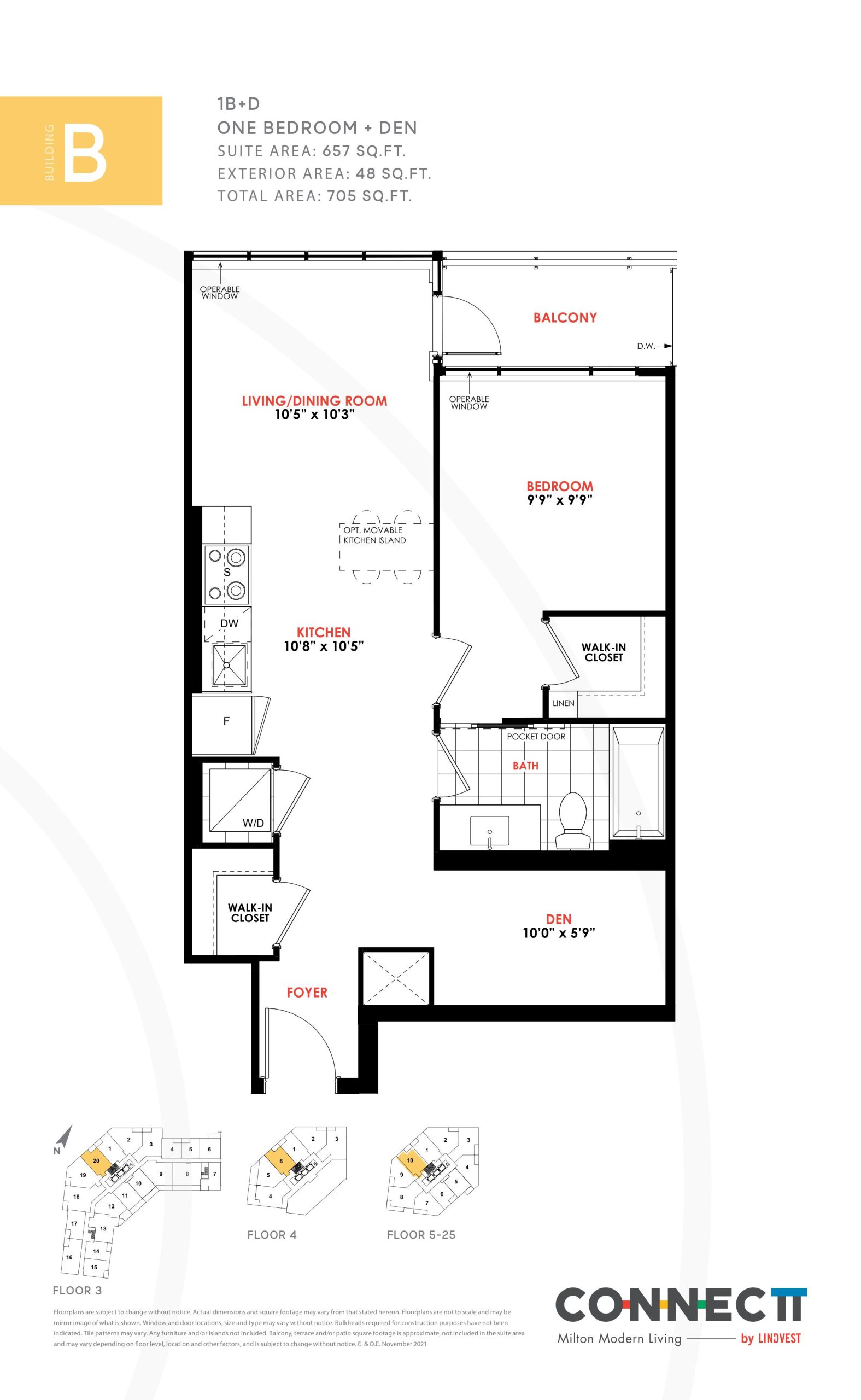 1B+D floor plan
