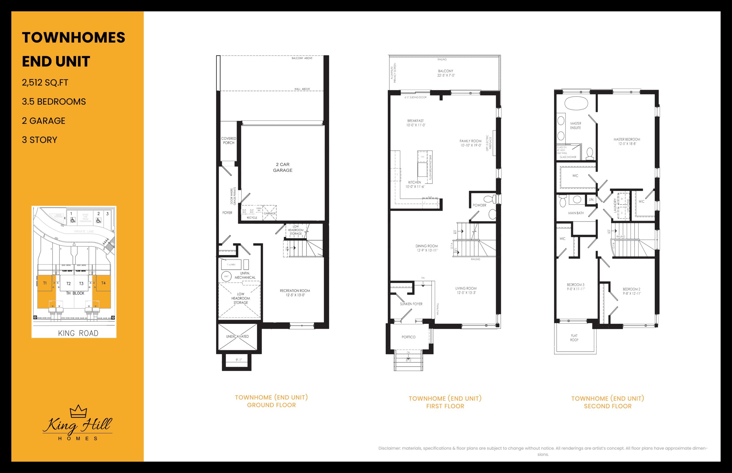 Townhomes End Unit floor plan