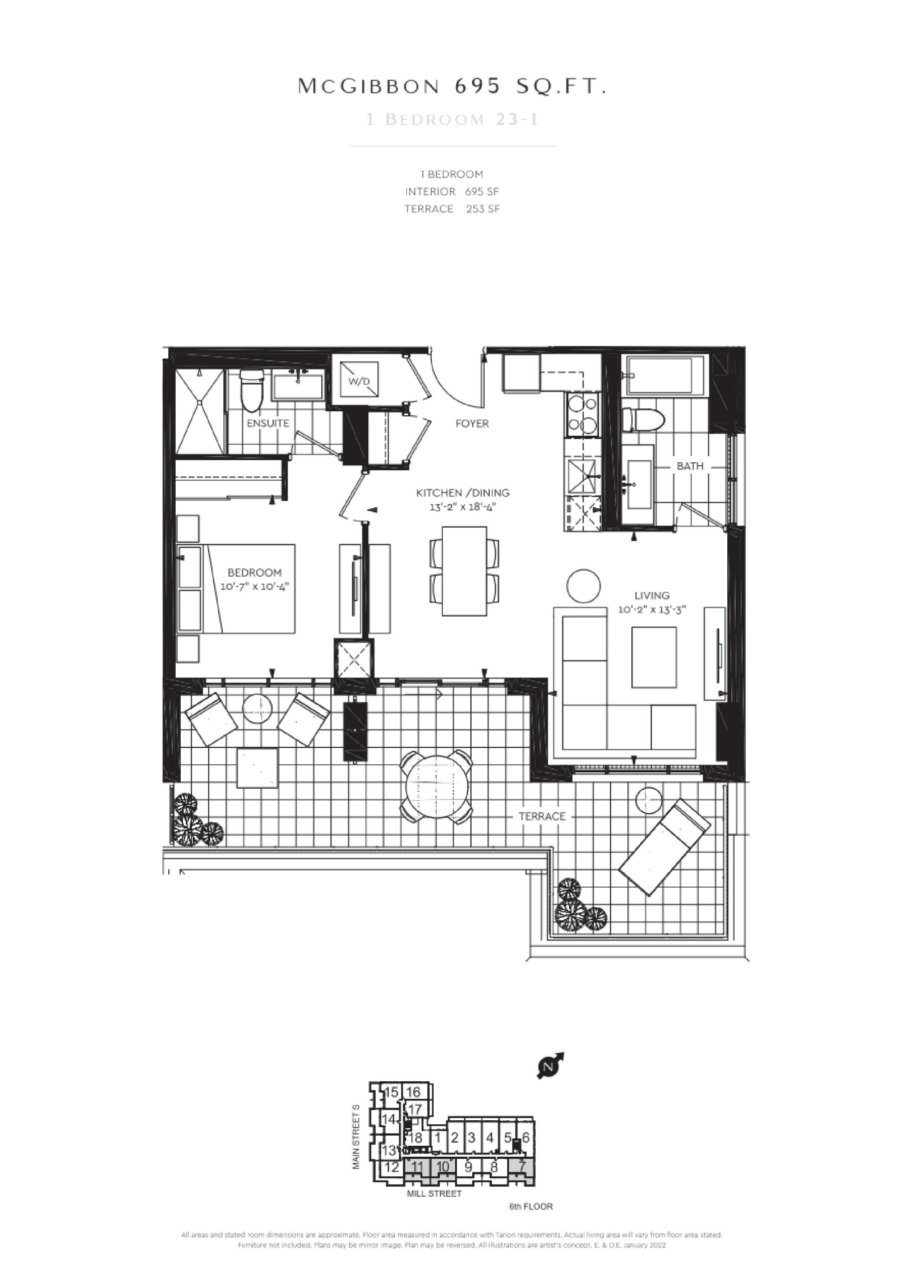 McGibbon 695 sq.ft. (Terrace) floor plan