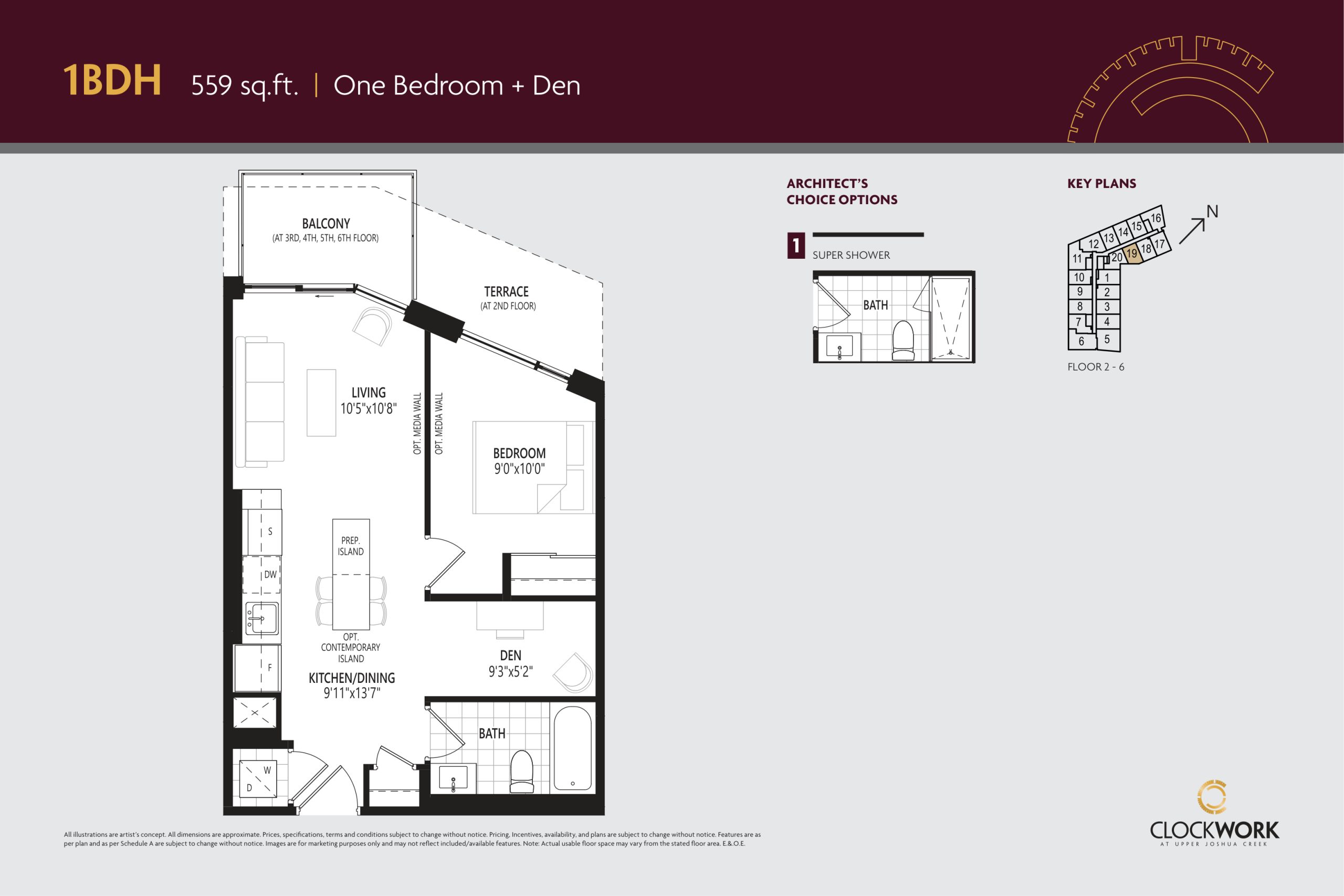 1BDH floor plan