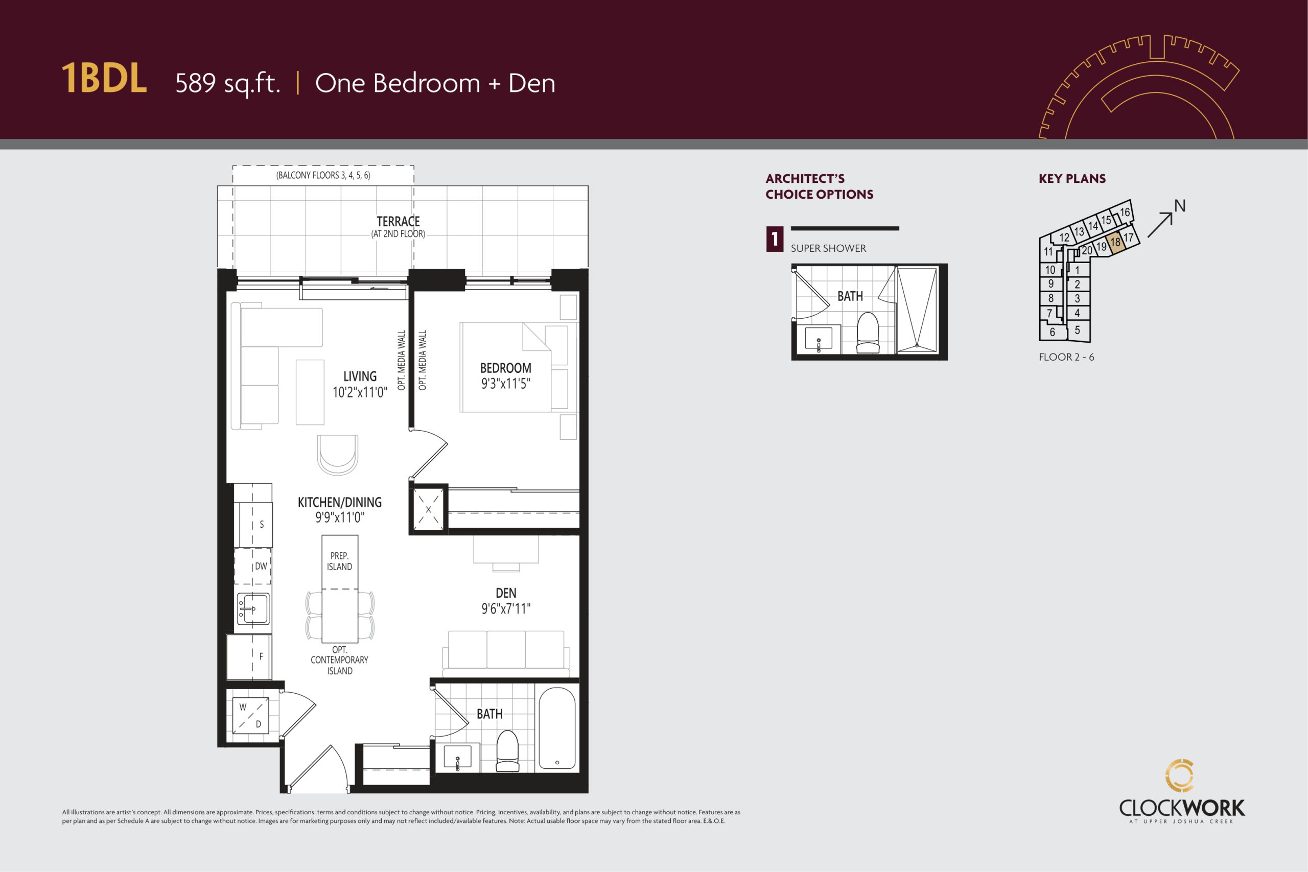 1BDL floor plan