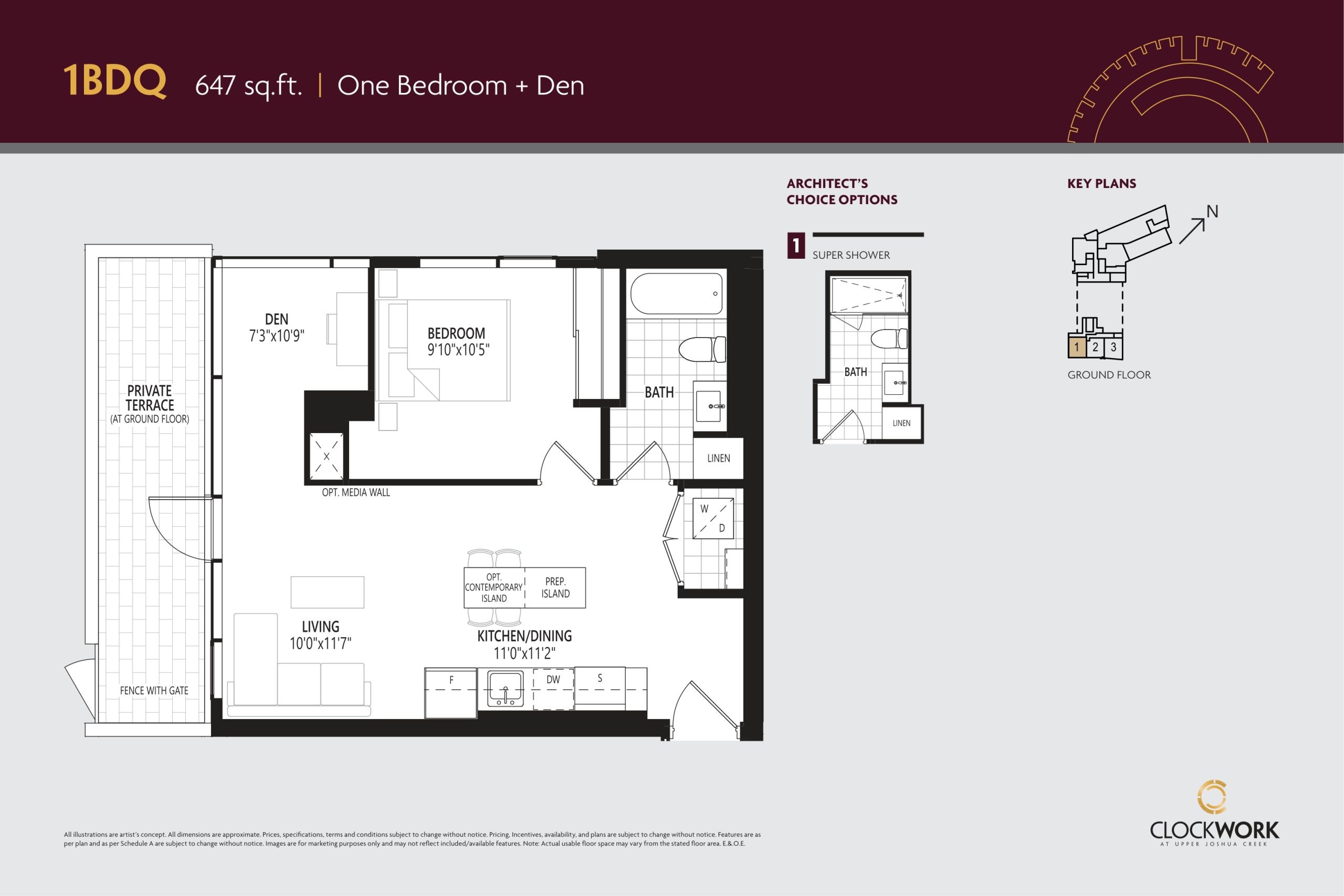 1BDQ floor plan