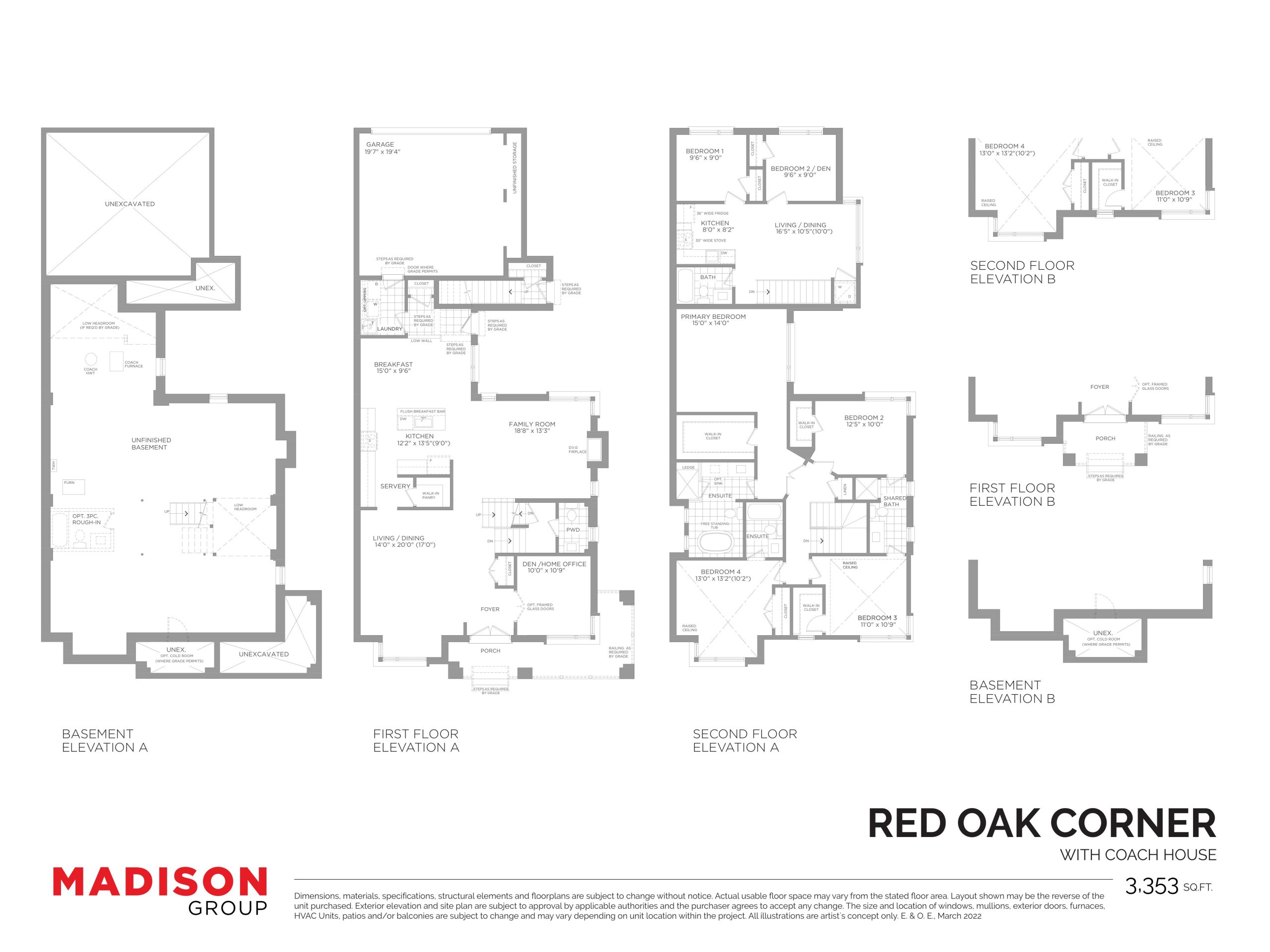 Red Oak Corner with Coach House floor plan