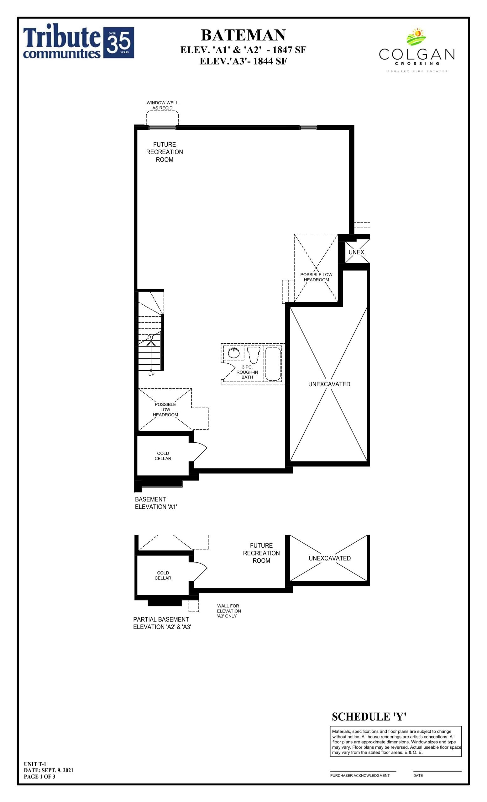 Bateman Elevation A - Basement floor plan