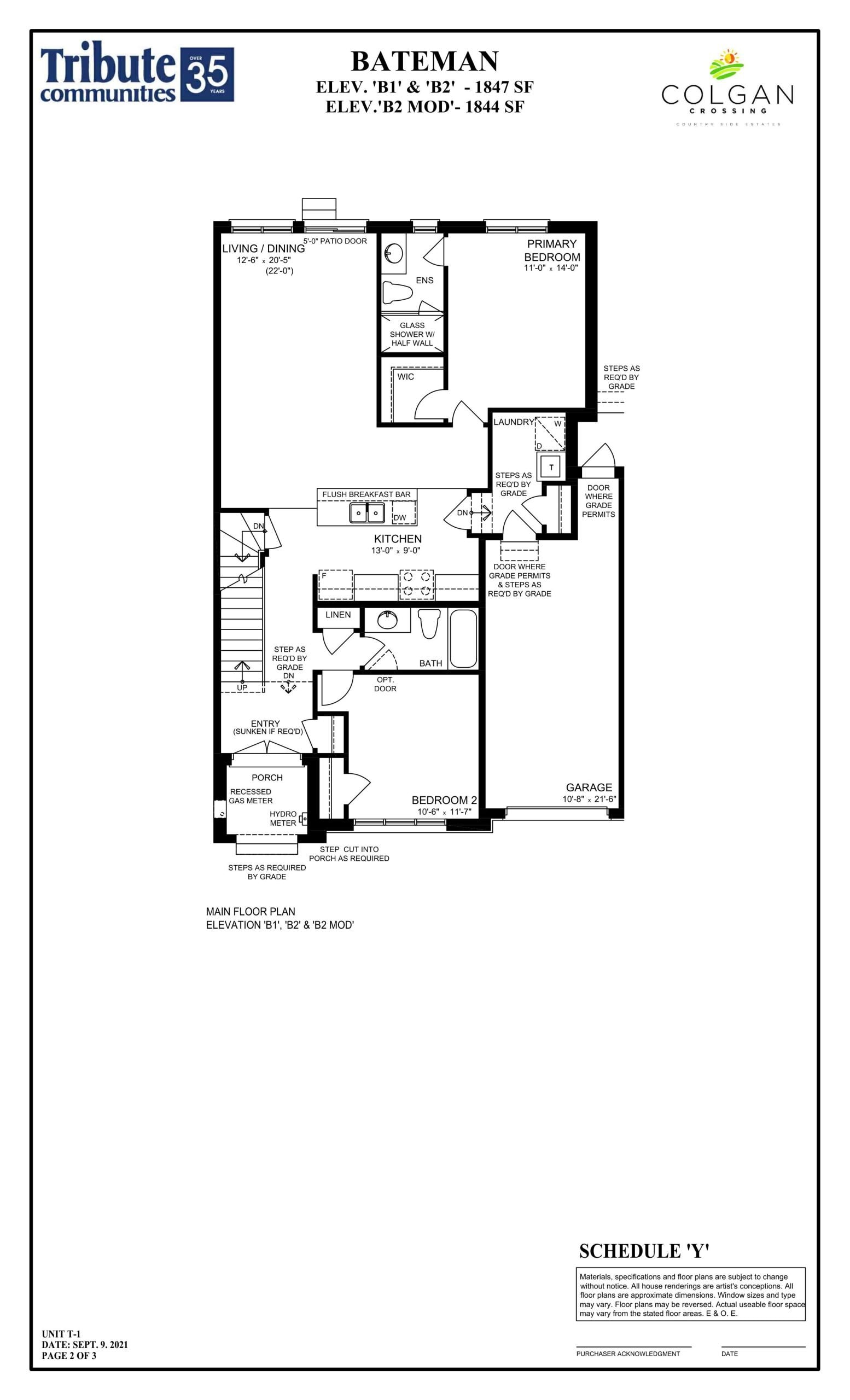 Bateman Elevation B - Main Floor floor plan