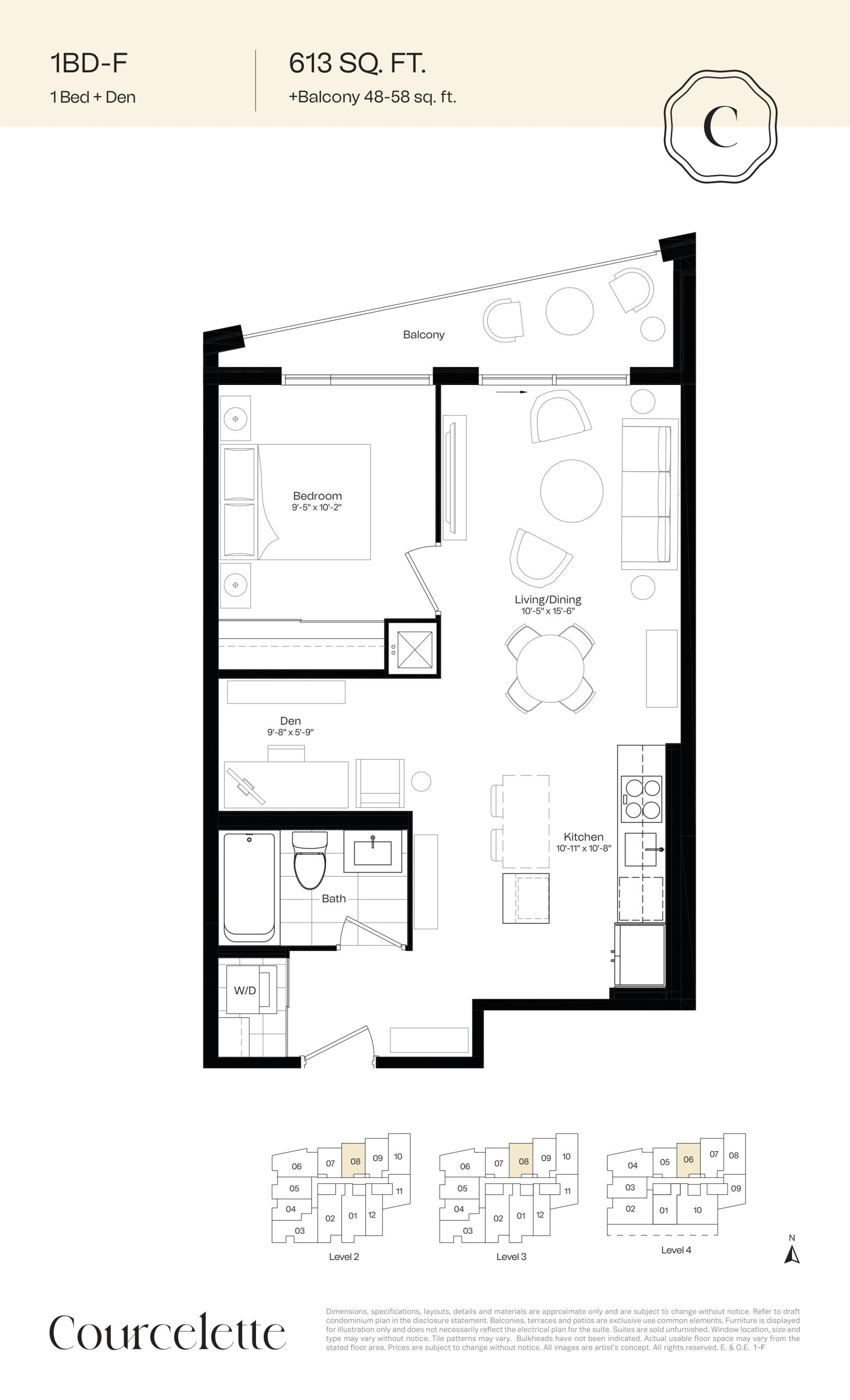 1BD-F floor plan