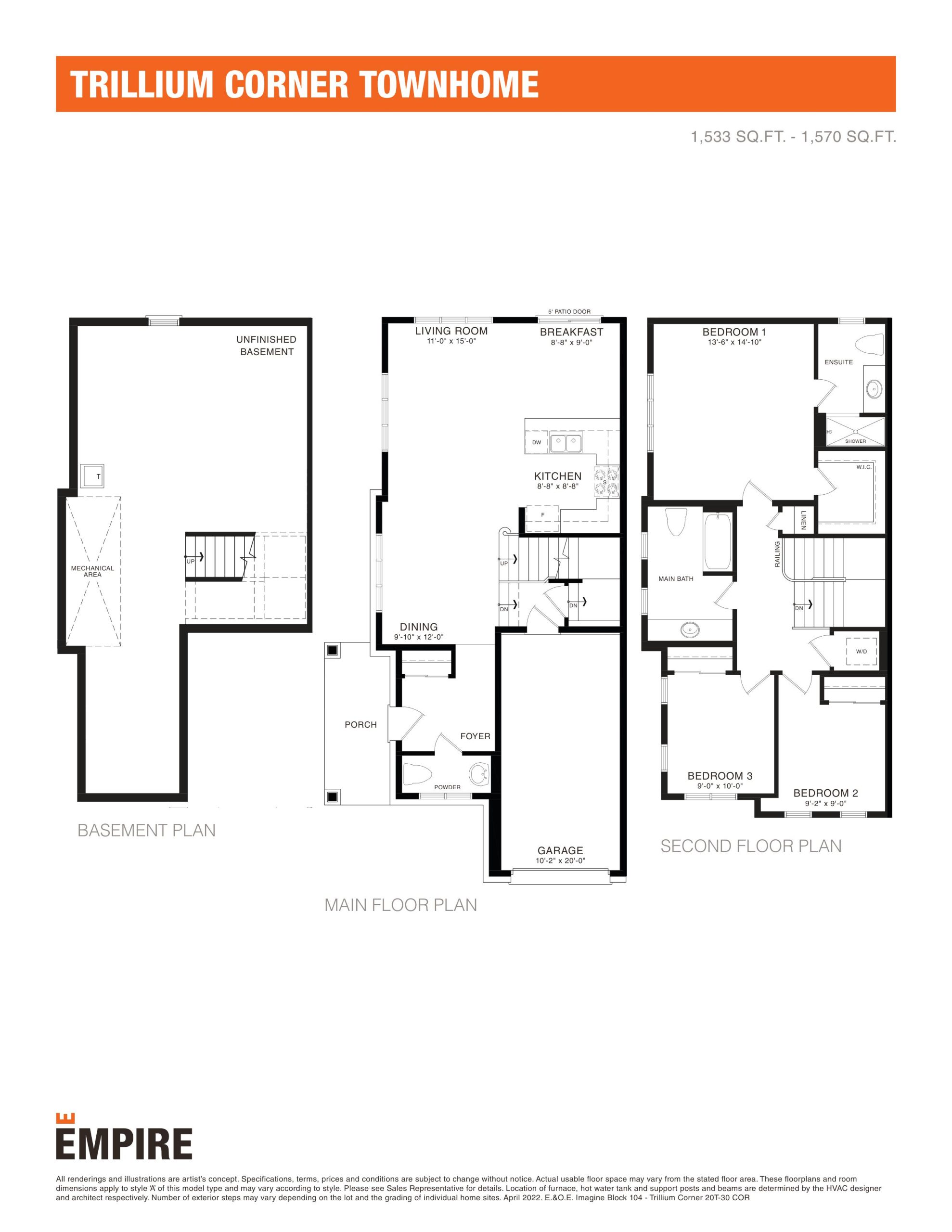 Trillium Corner Townhome floor plan