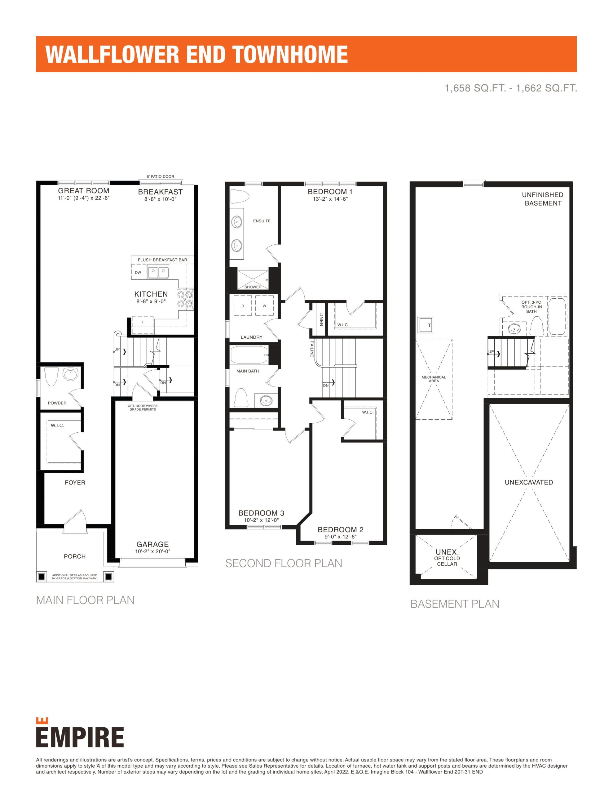 Wallflower End Townhome floor plan