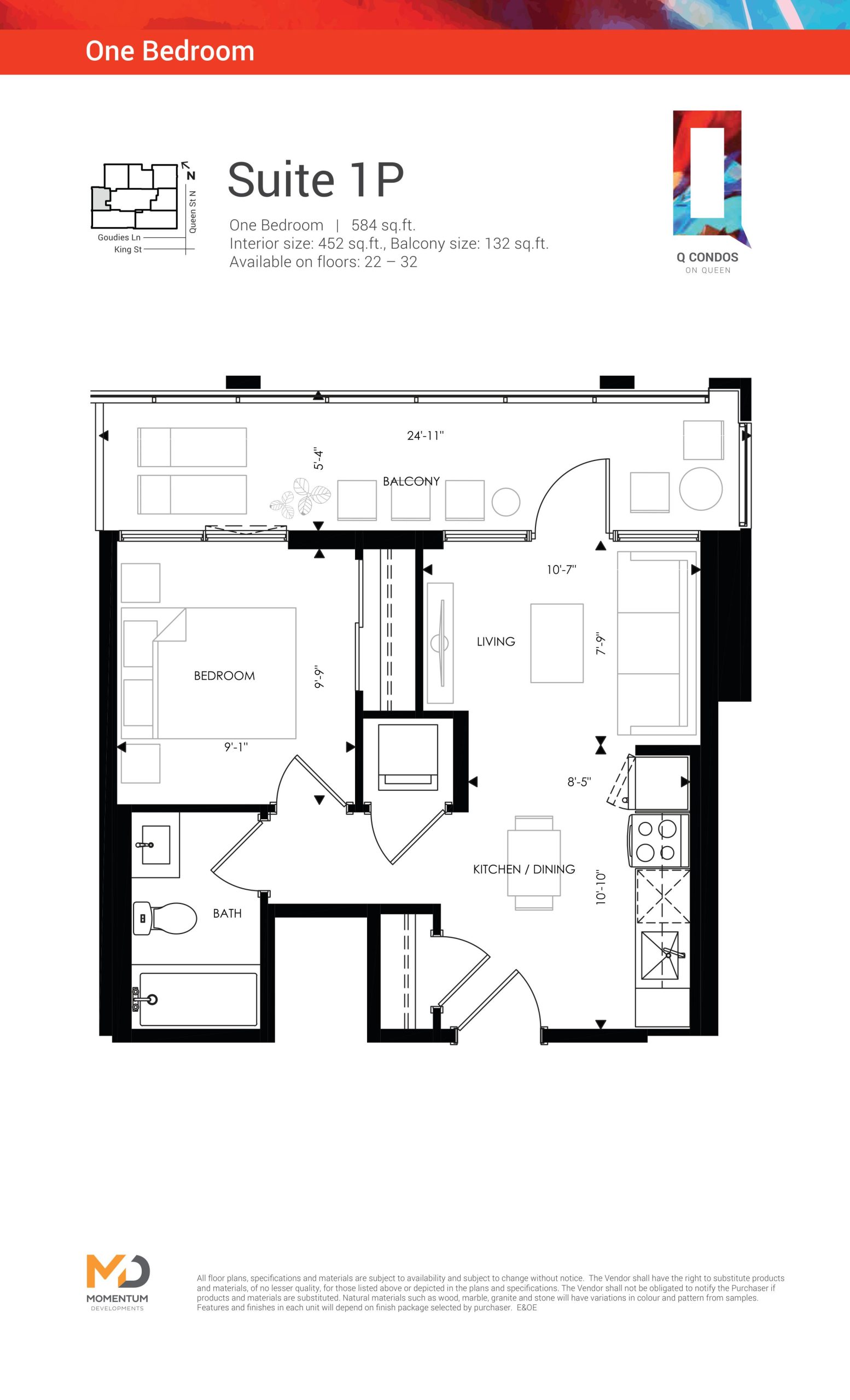 Suite 1P floor plan