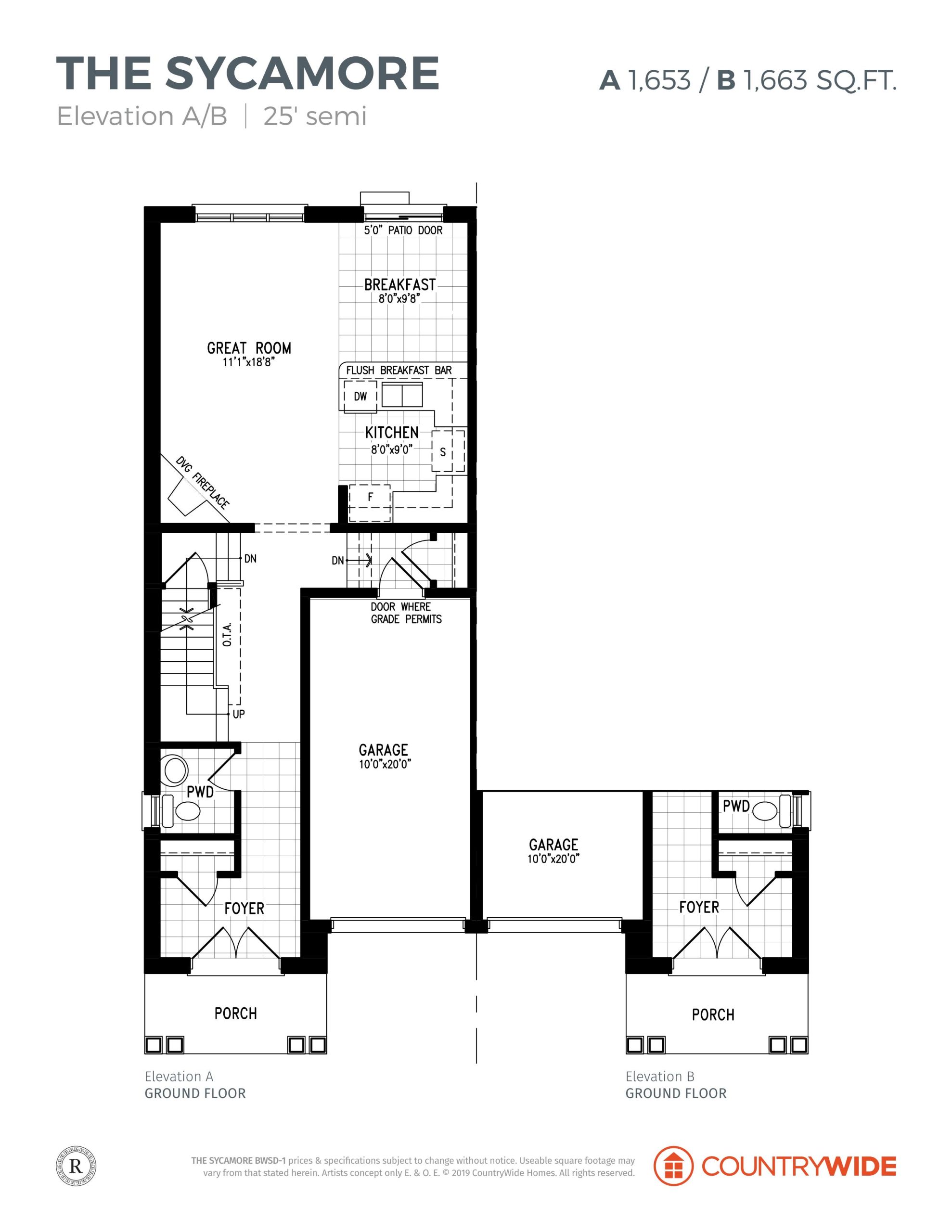 The Sycamore - Elevation A/B (1/3) floor plan