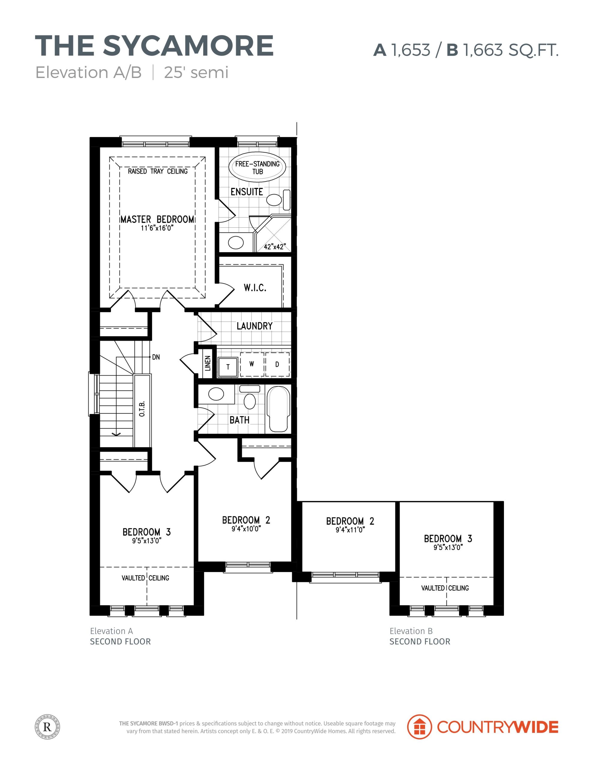 The Sycamore - Elevation A/B (2/3) floor plan