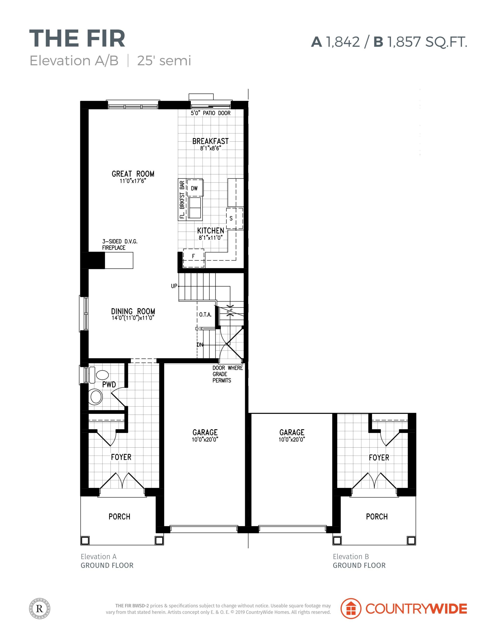 The Fir - Elevation A/B (1/3) floor plan