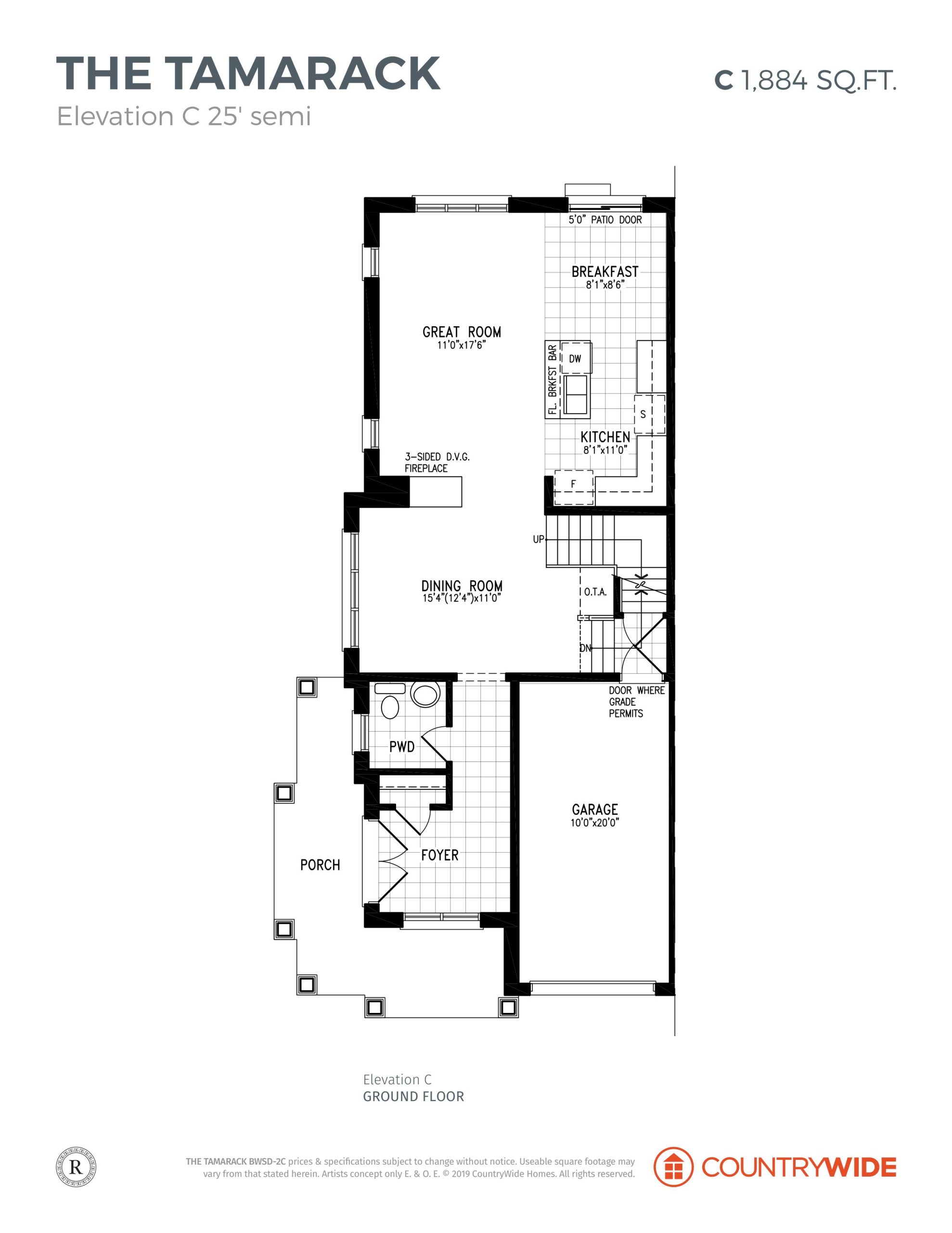 The Tamarack - Elevation C (1/3) floor plan