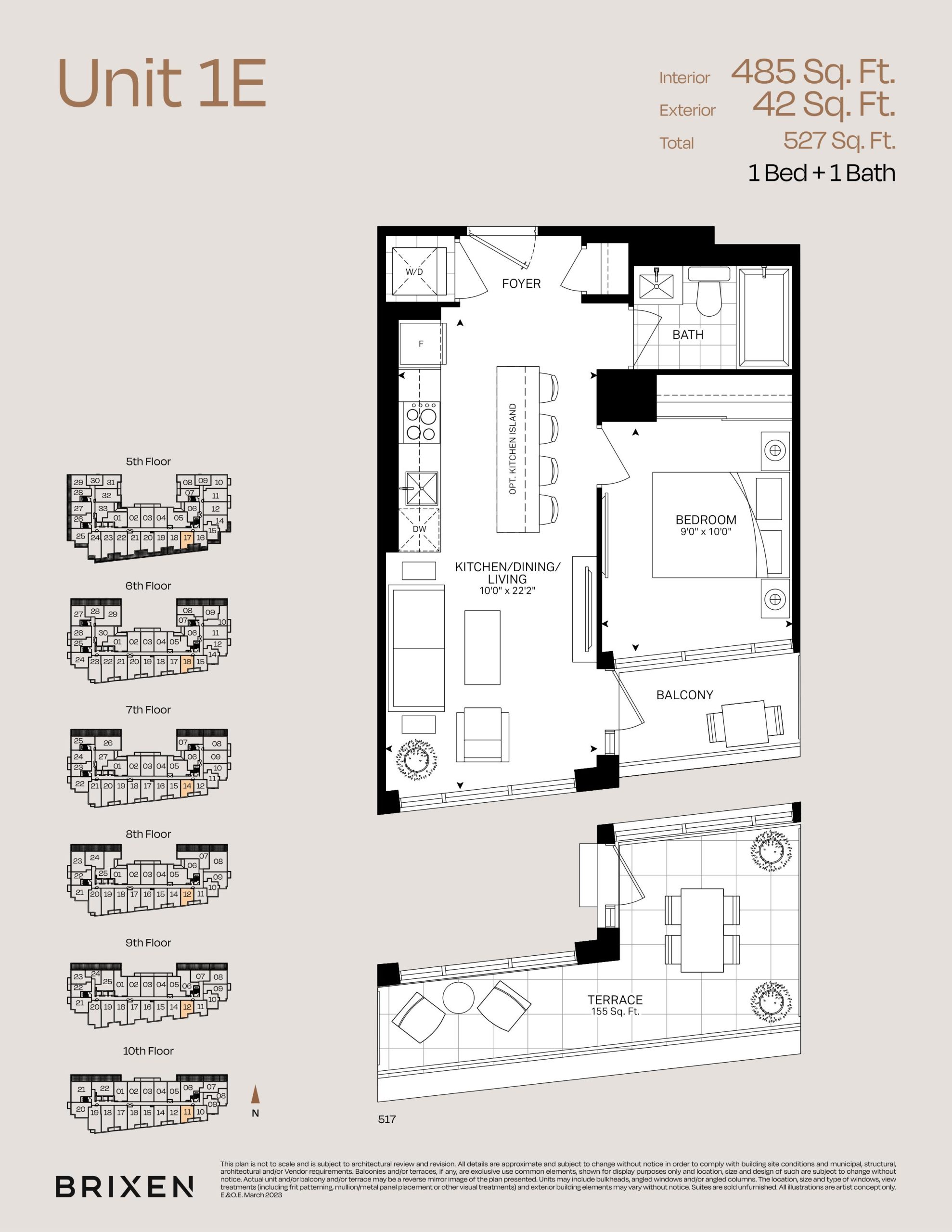 Unit 1E floor plan