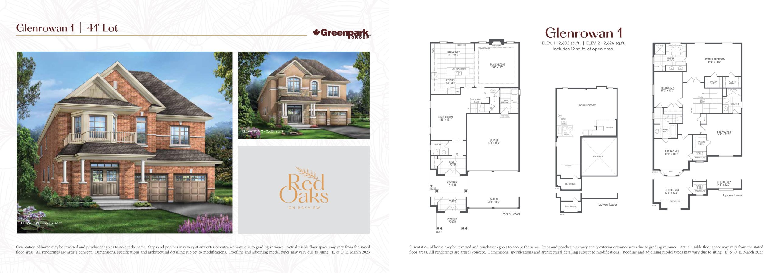 Glenrowan 1 - Elev. 1 & 2 floor plan