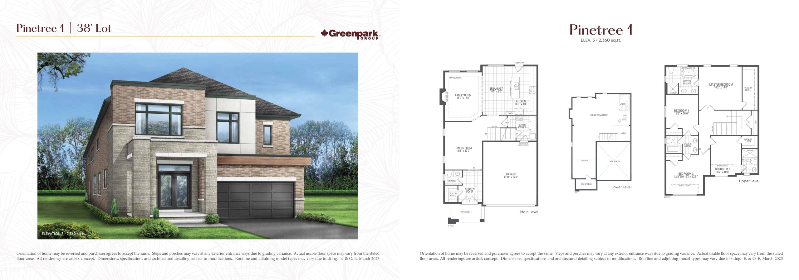 Pinetree 1 - Elev. 3 floor plan