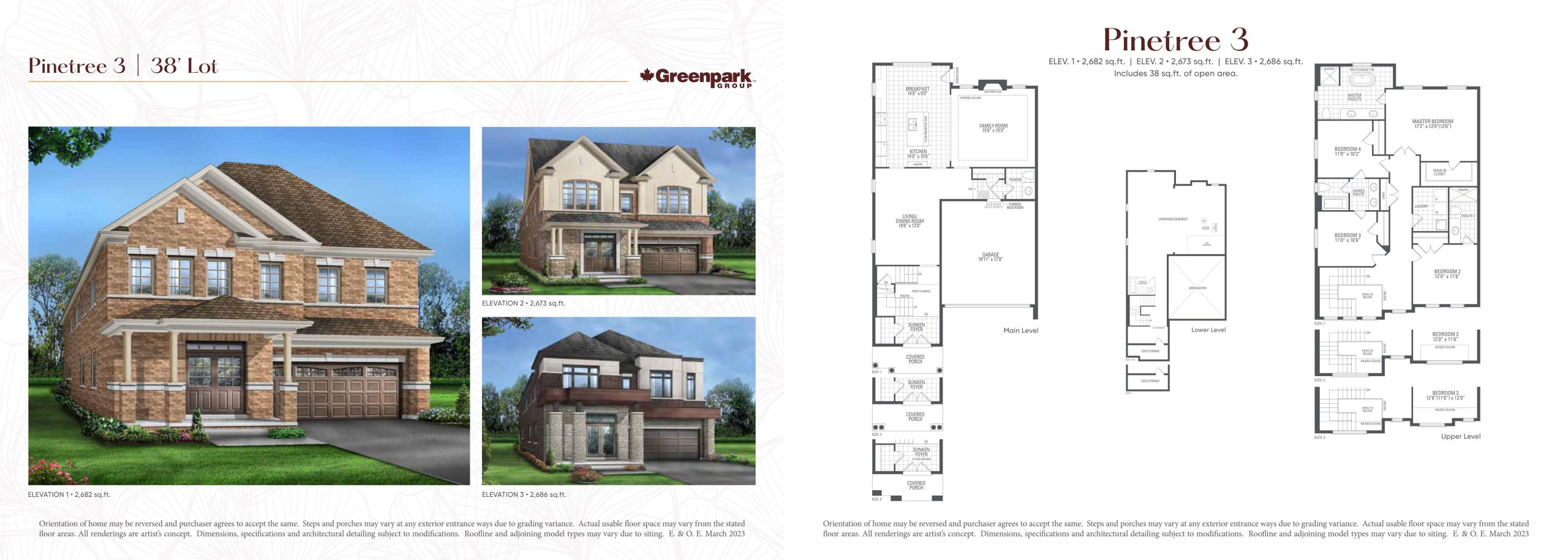 Pinetree 3 - Elev. 1-3 floor plan