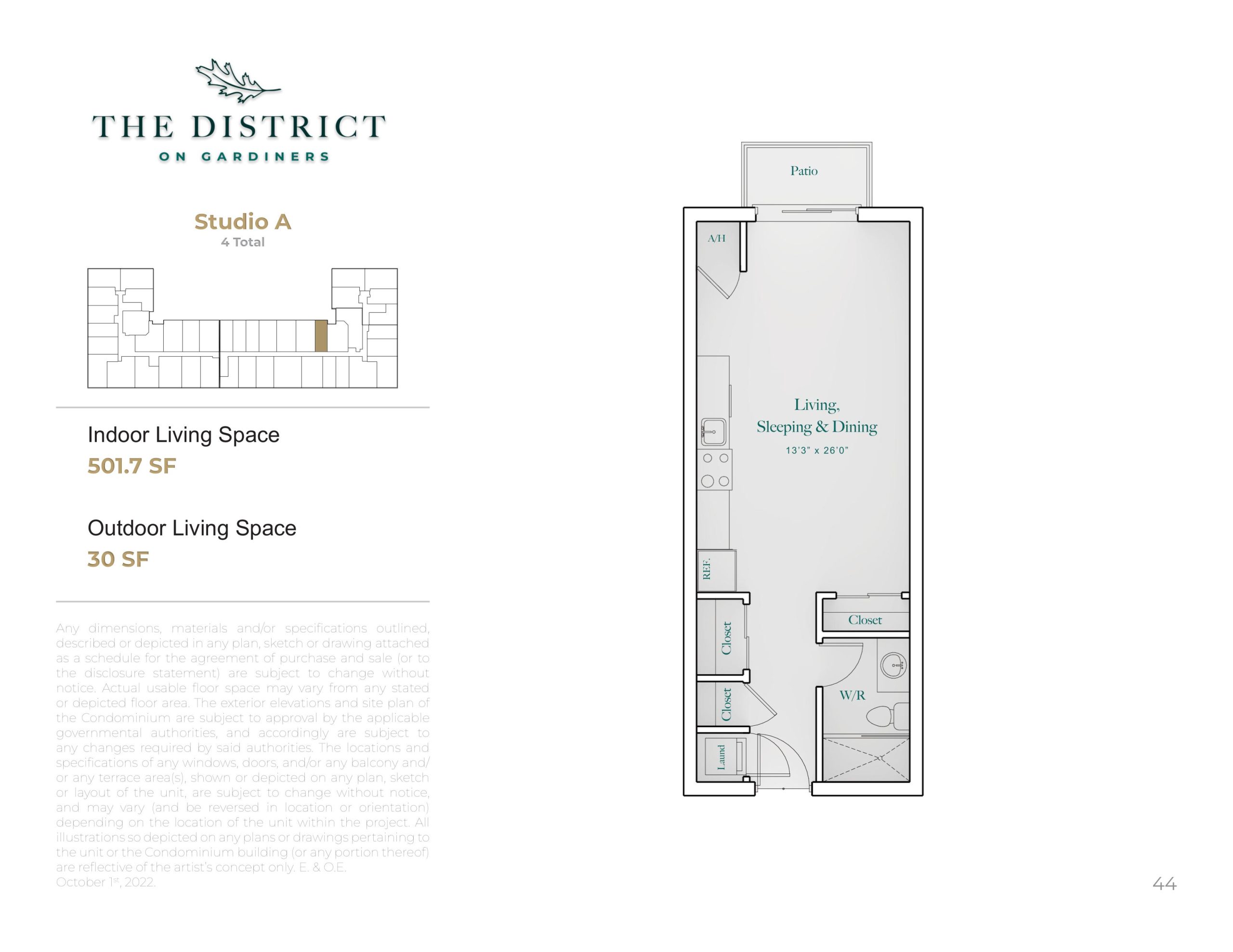 Studio A floor plan
