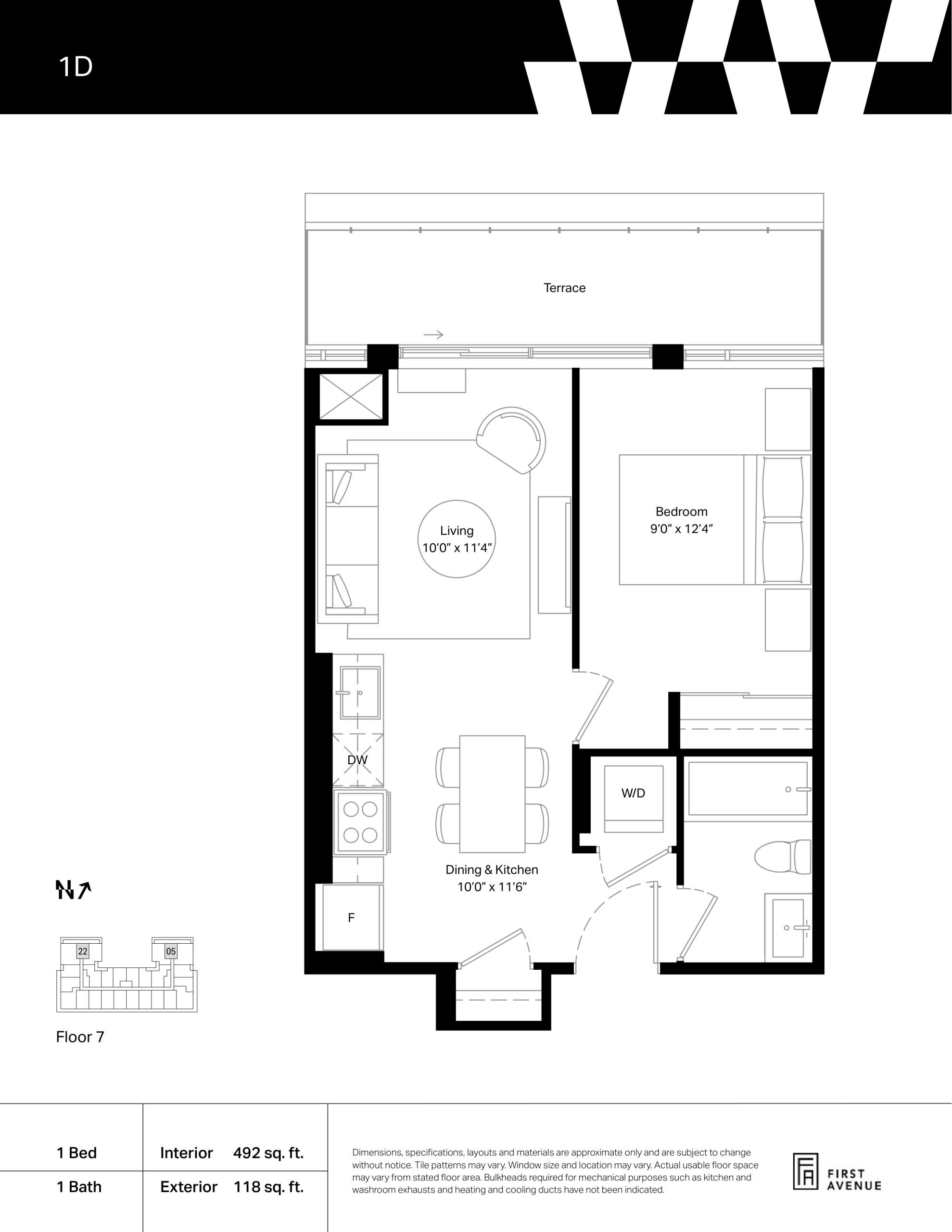 1D floor plan