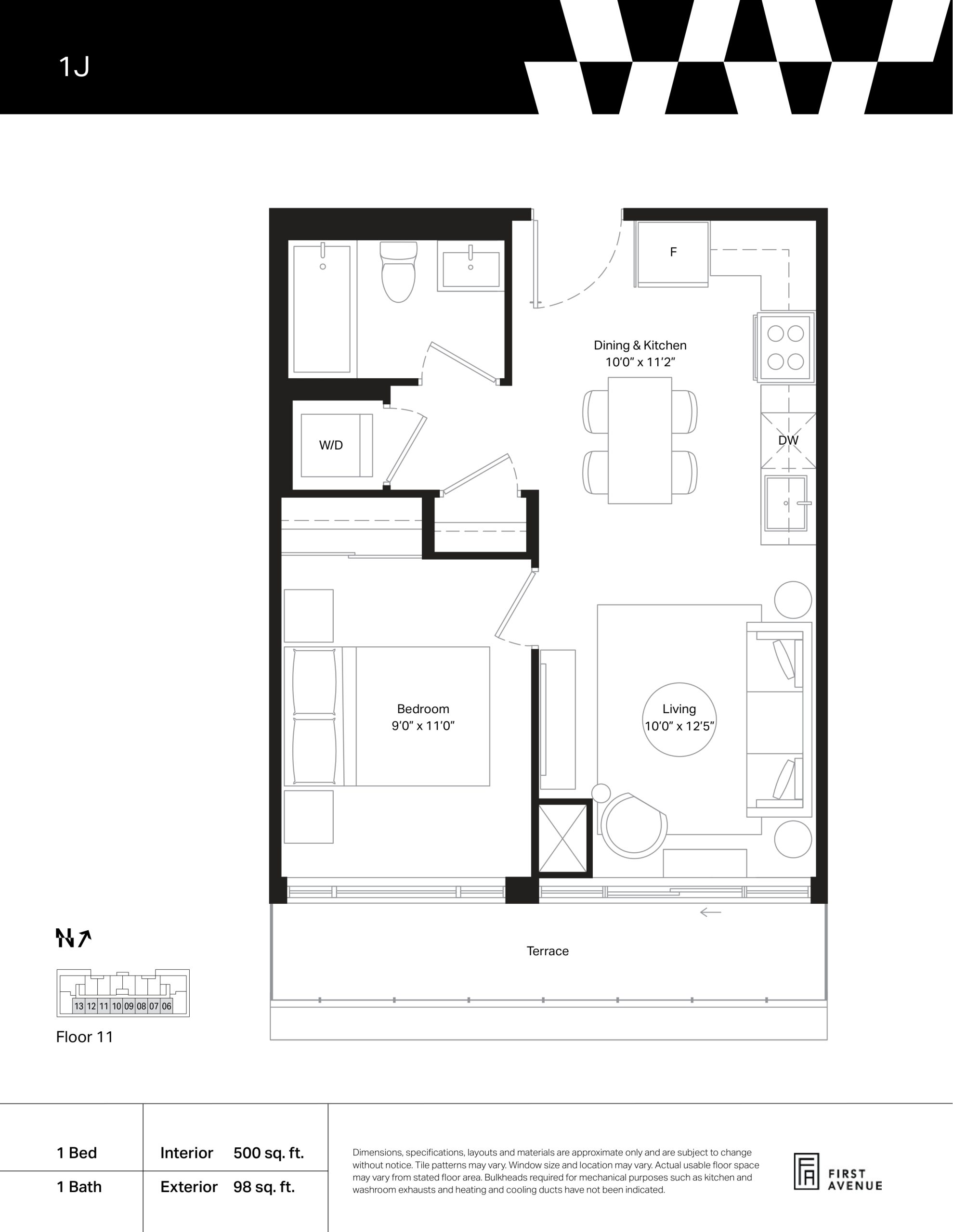 1J floor plan