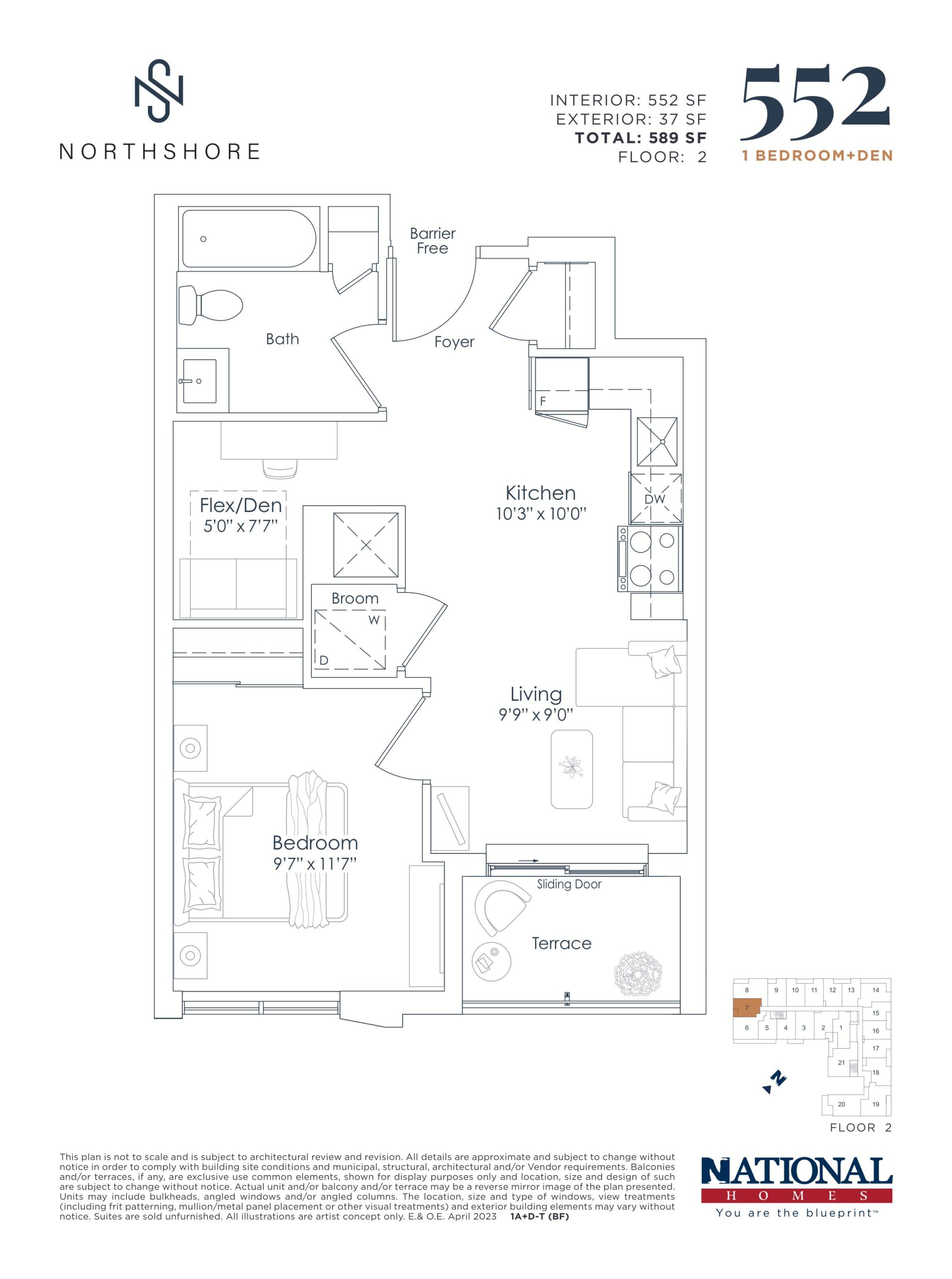 552 sf floor plan