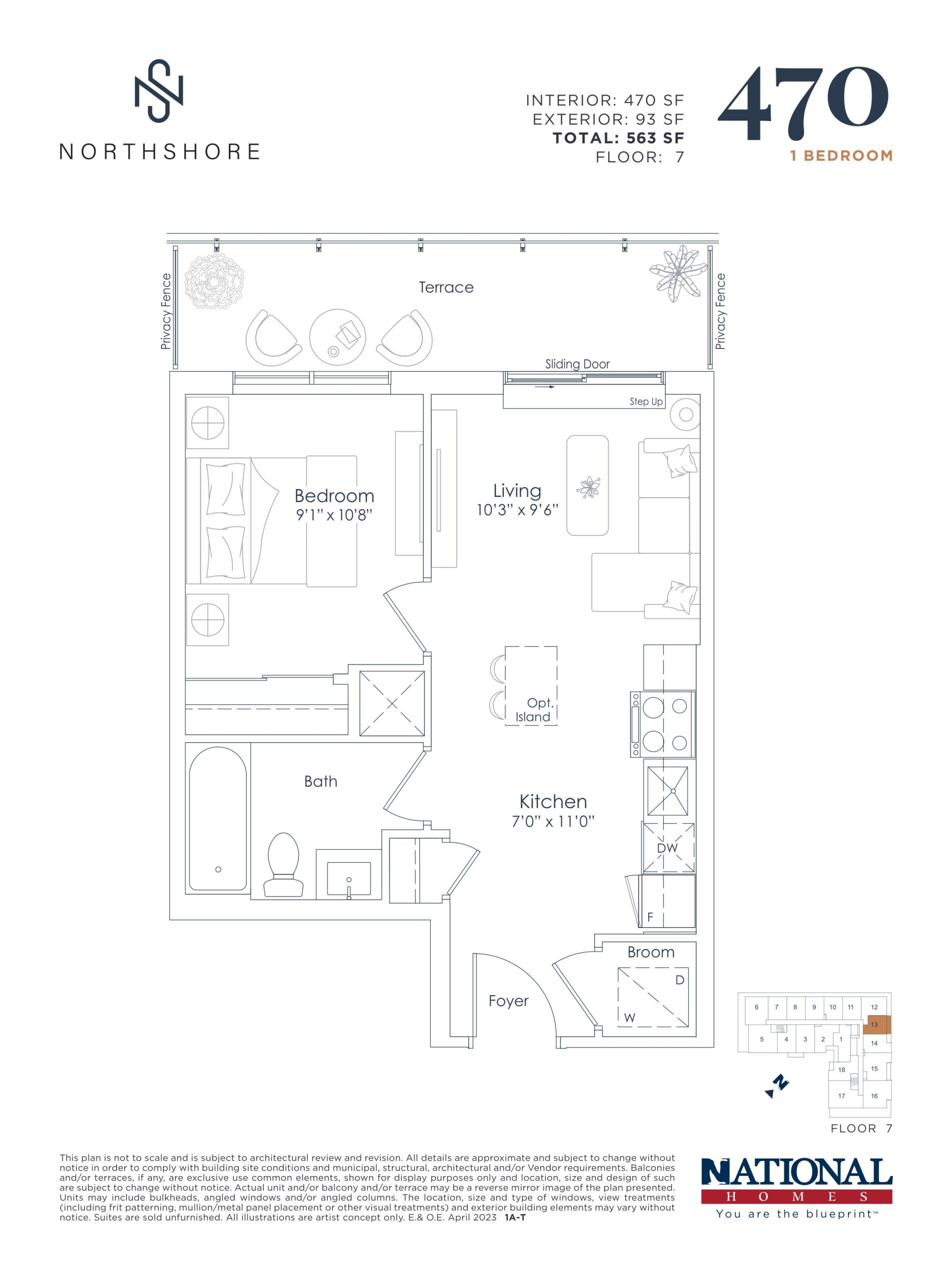 470 sf floor plan