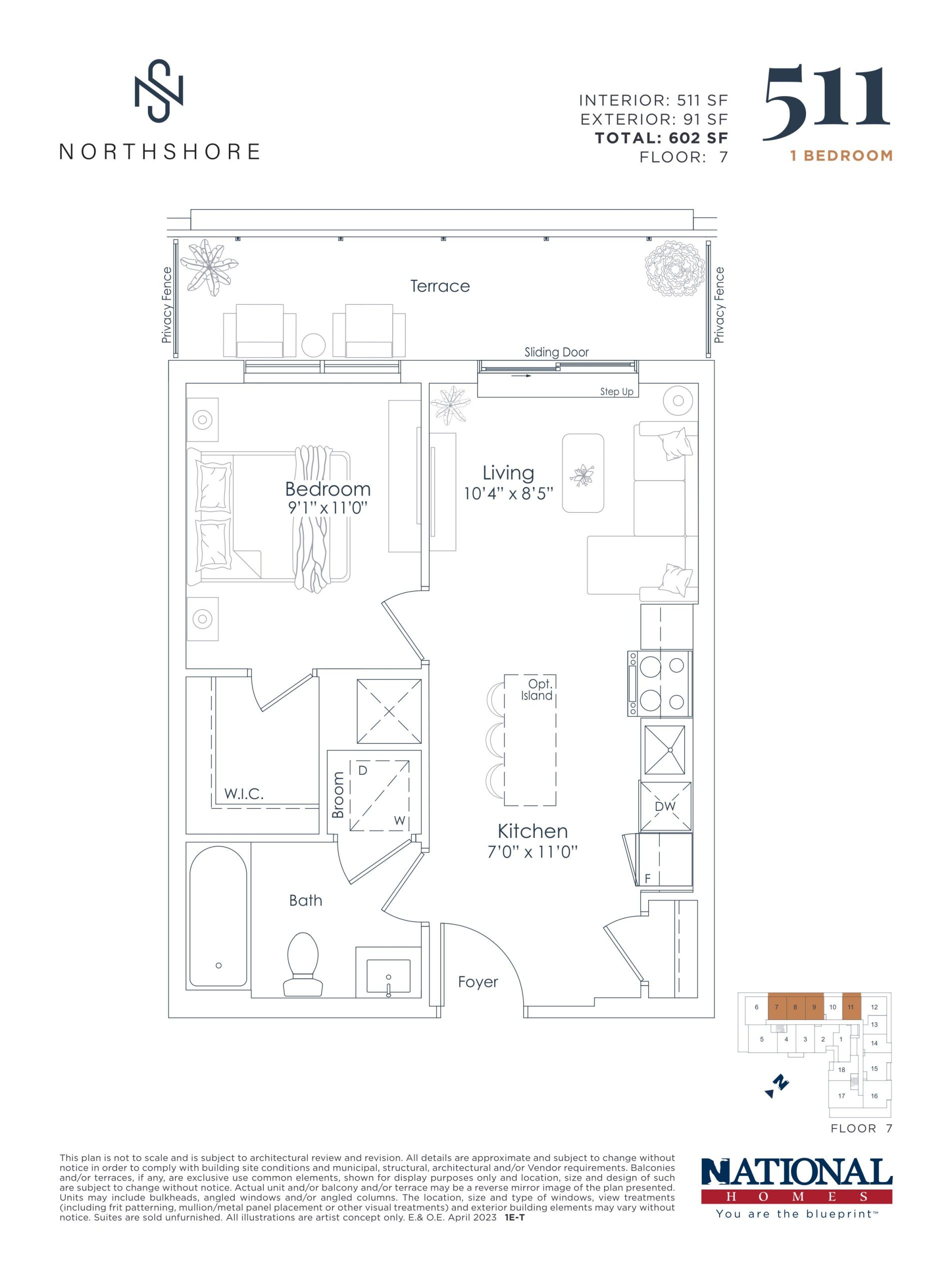 511 sf floor plan