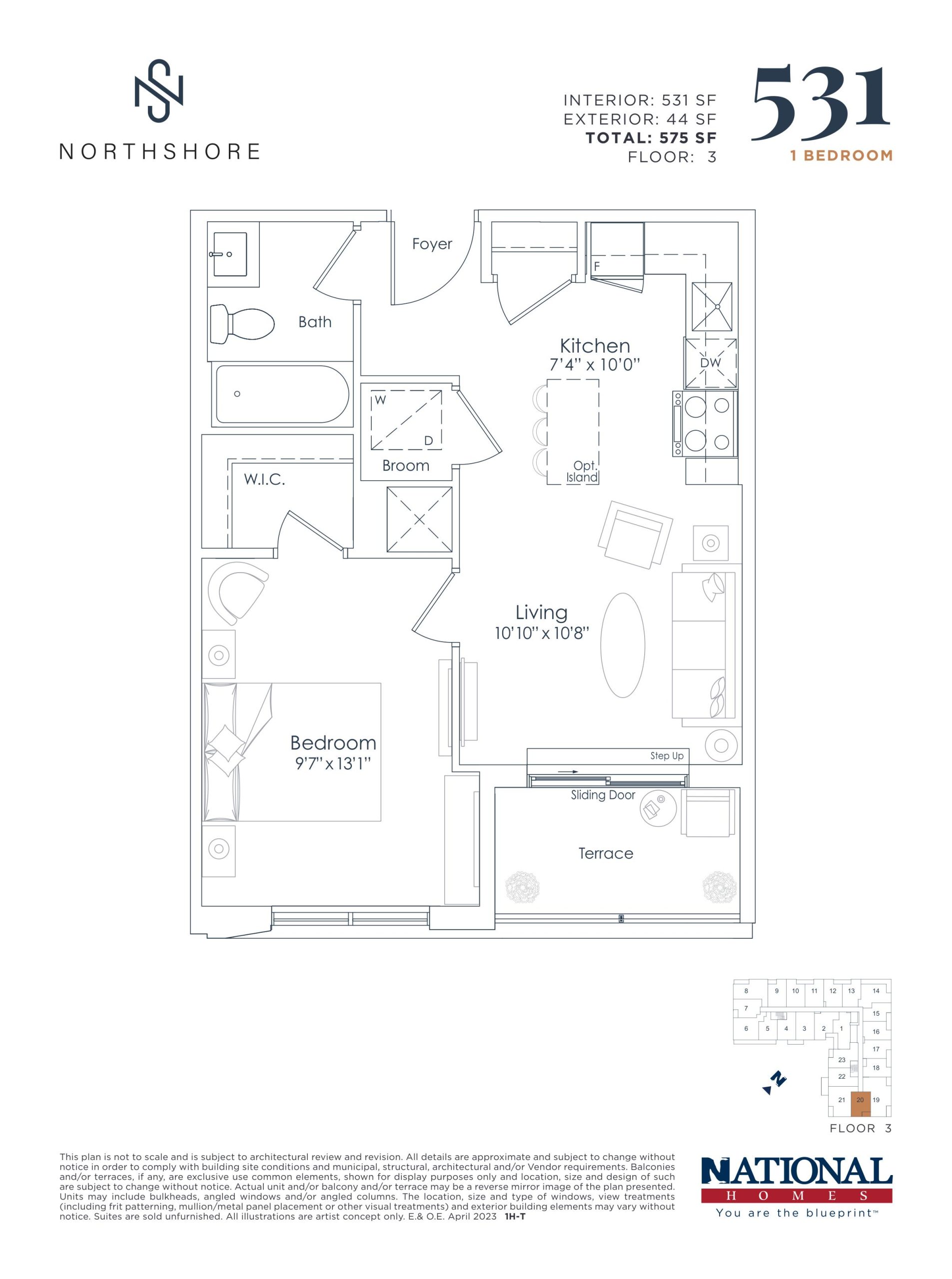 531 sf floor plan