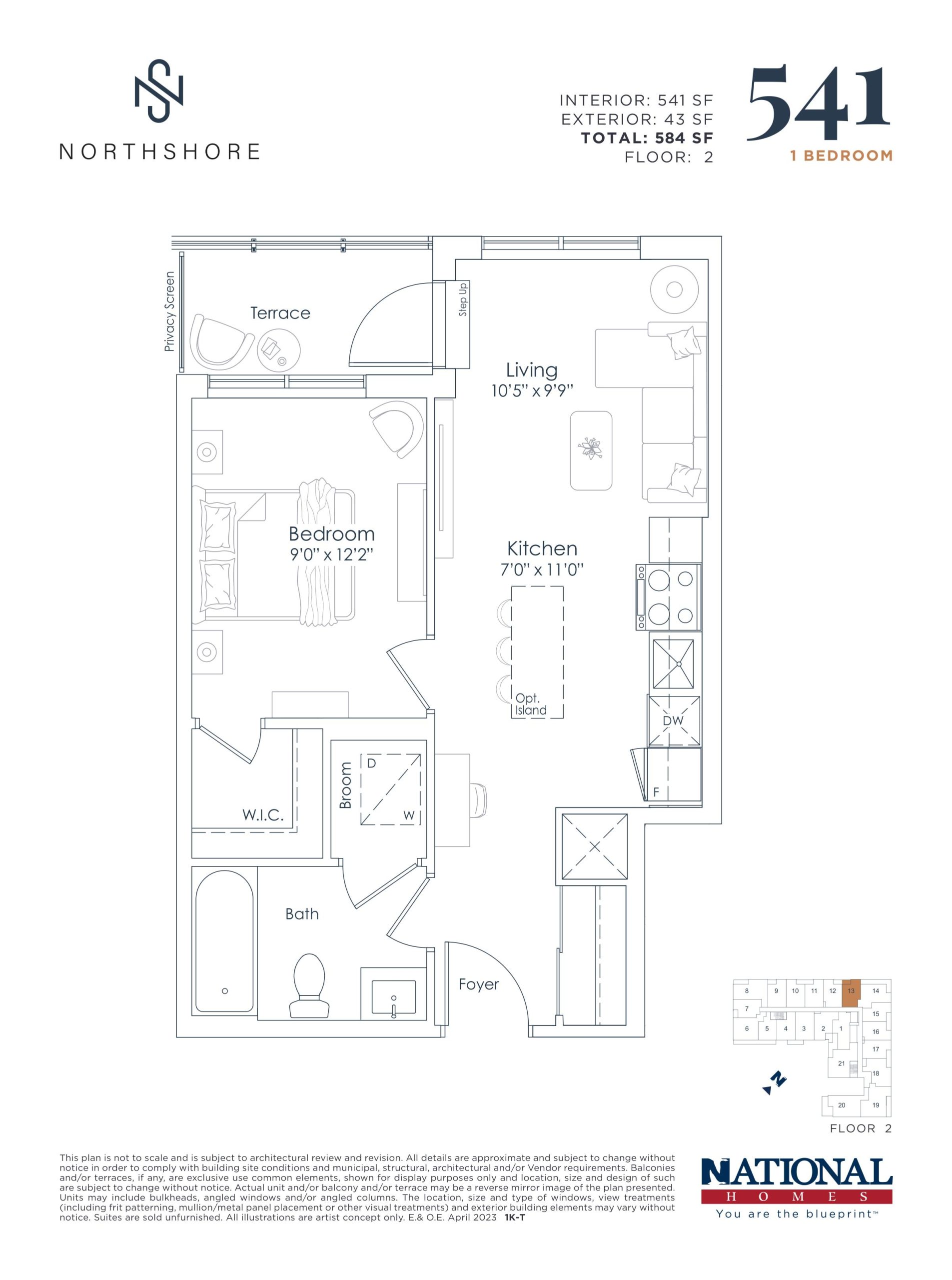 541 sf floor plan