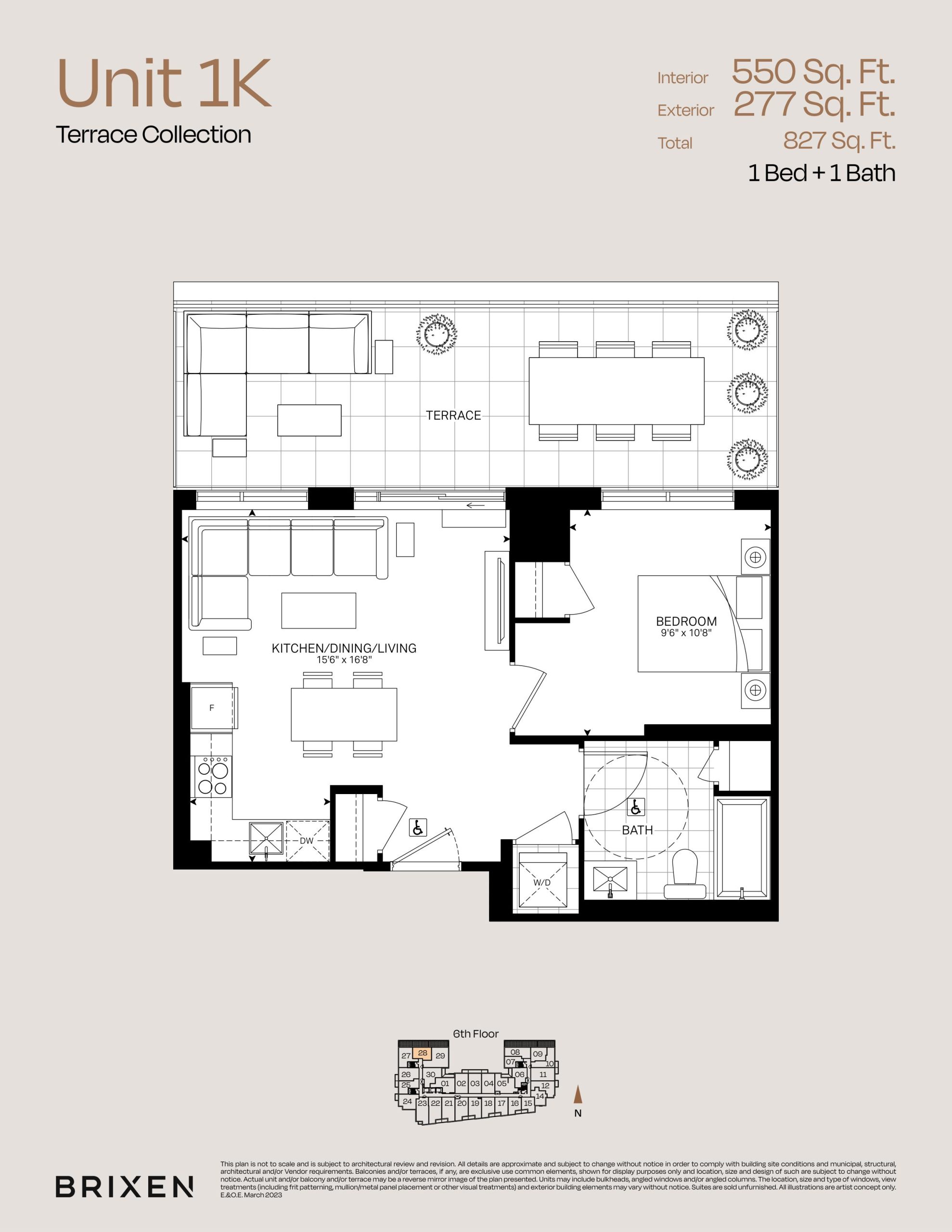 Unit 1K - Terrace Collection floor plan