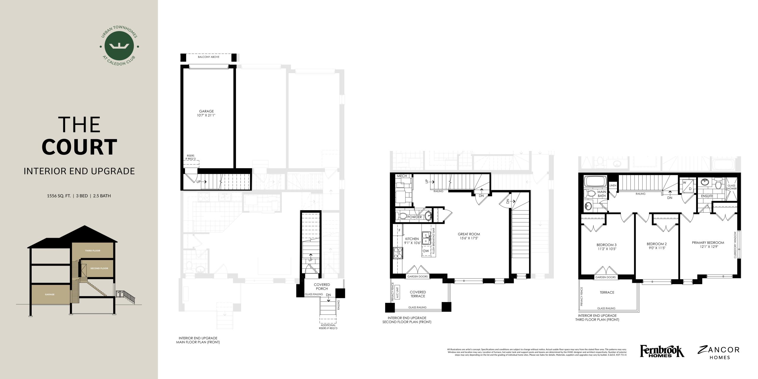 The Court (Interior End) - Zancor Homes floor plan