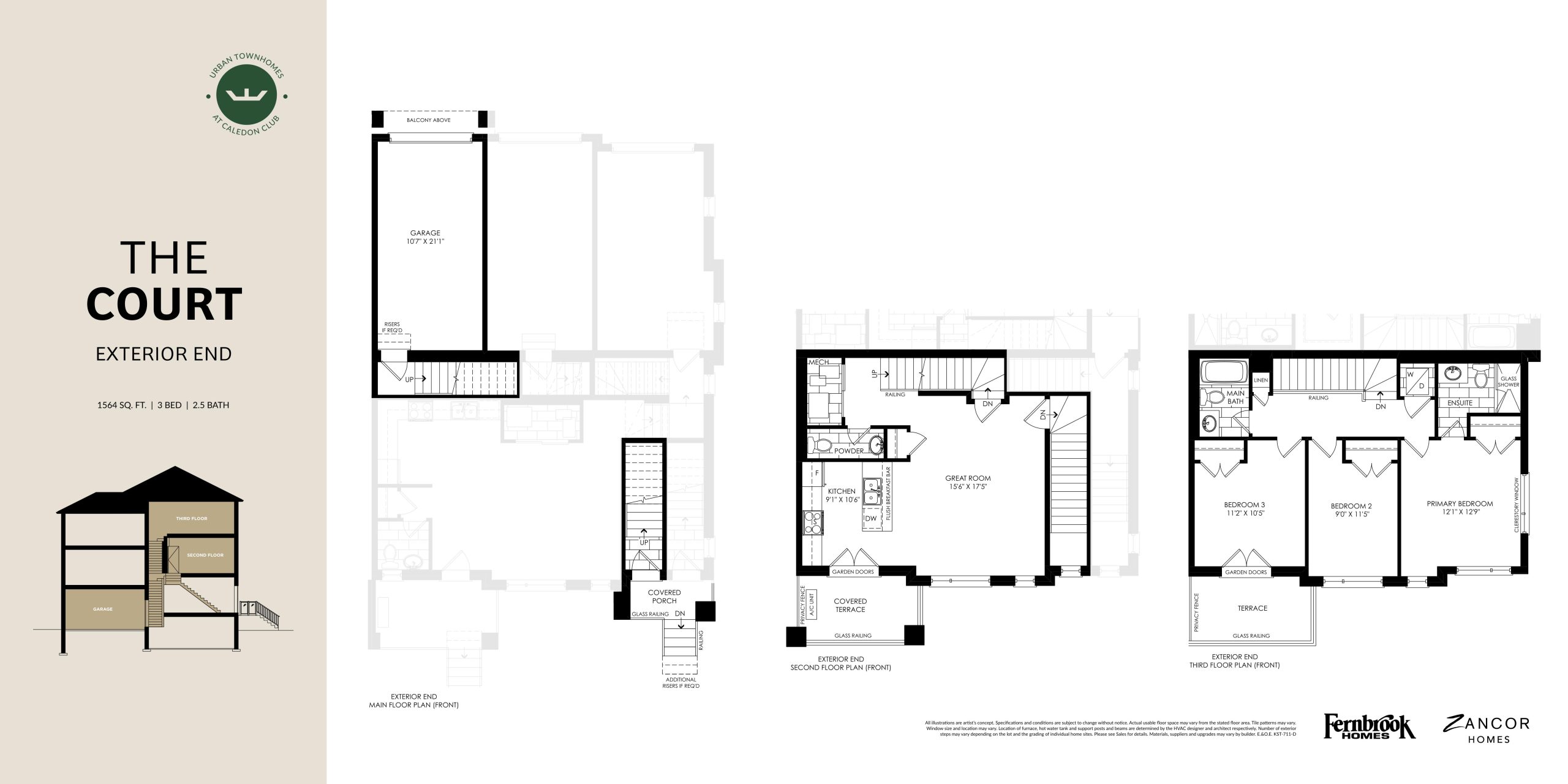 The Court (Exterior End) - Fernbrook Homes floor plan