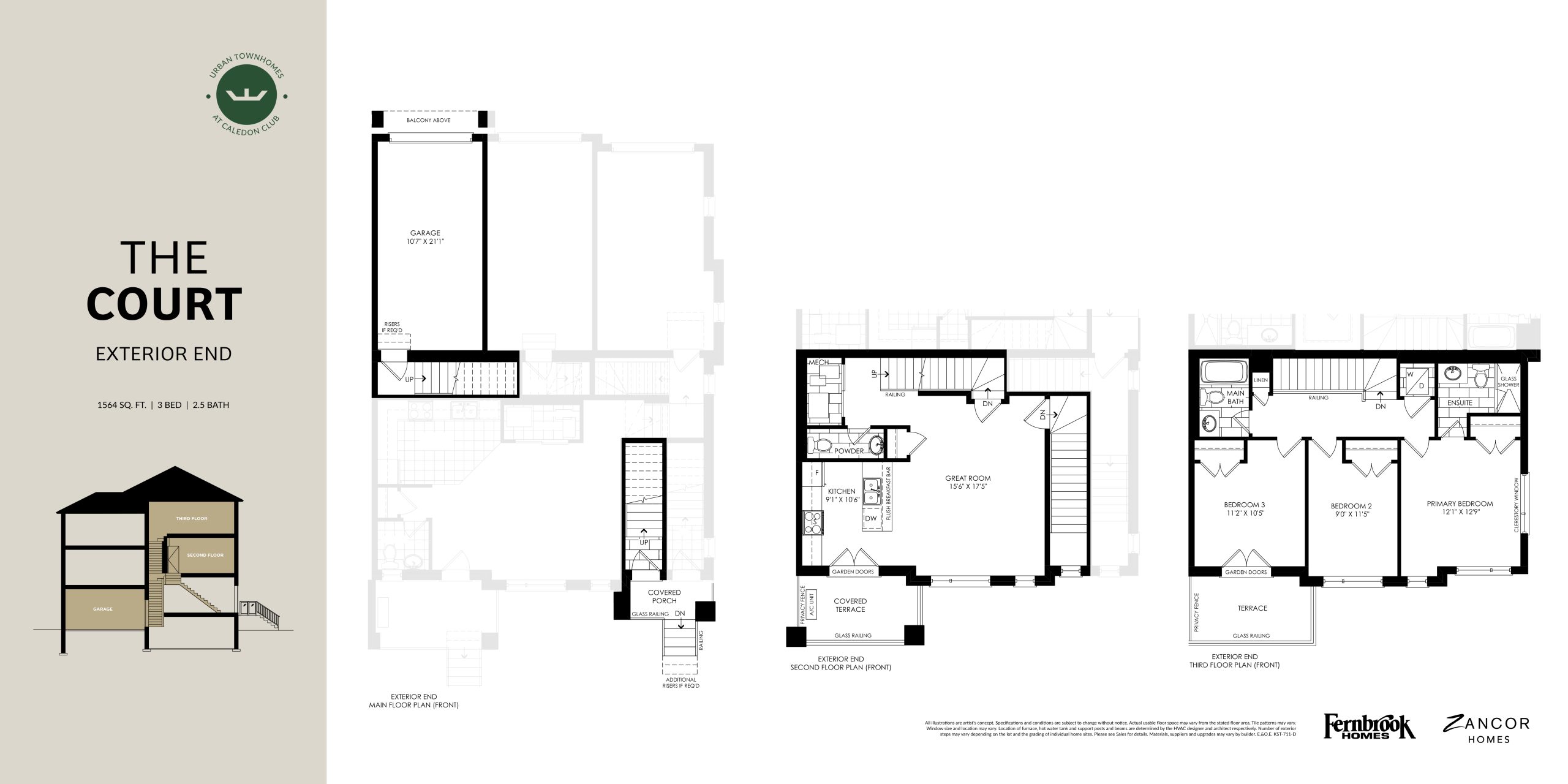 The Court (Exterior End) - Zancor Homes floor plan