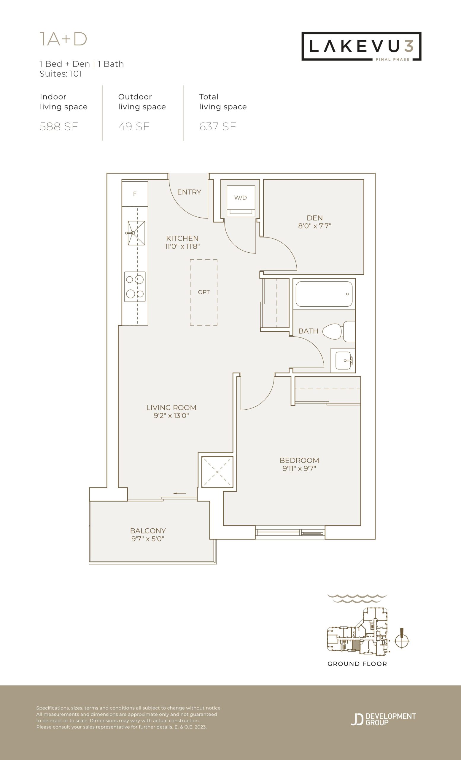 1A+D floor plan