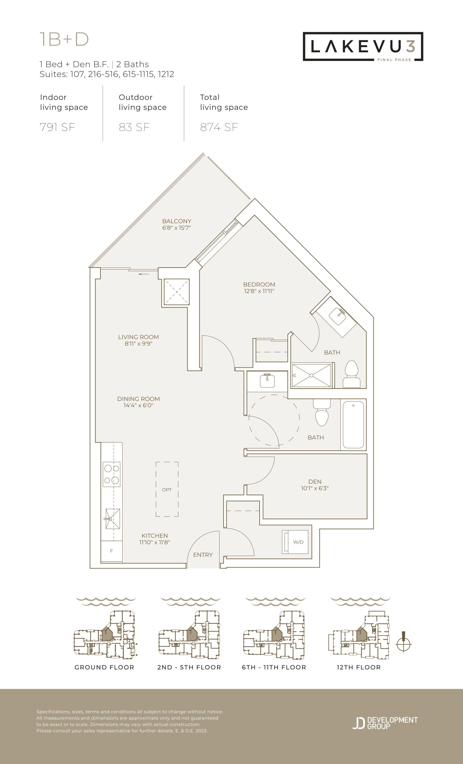 1B+D floor plan